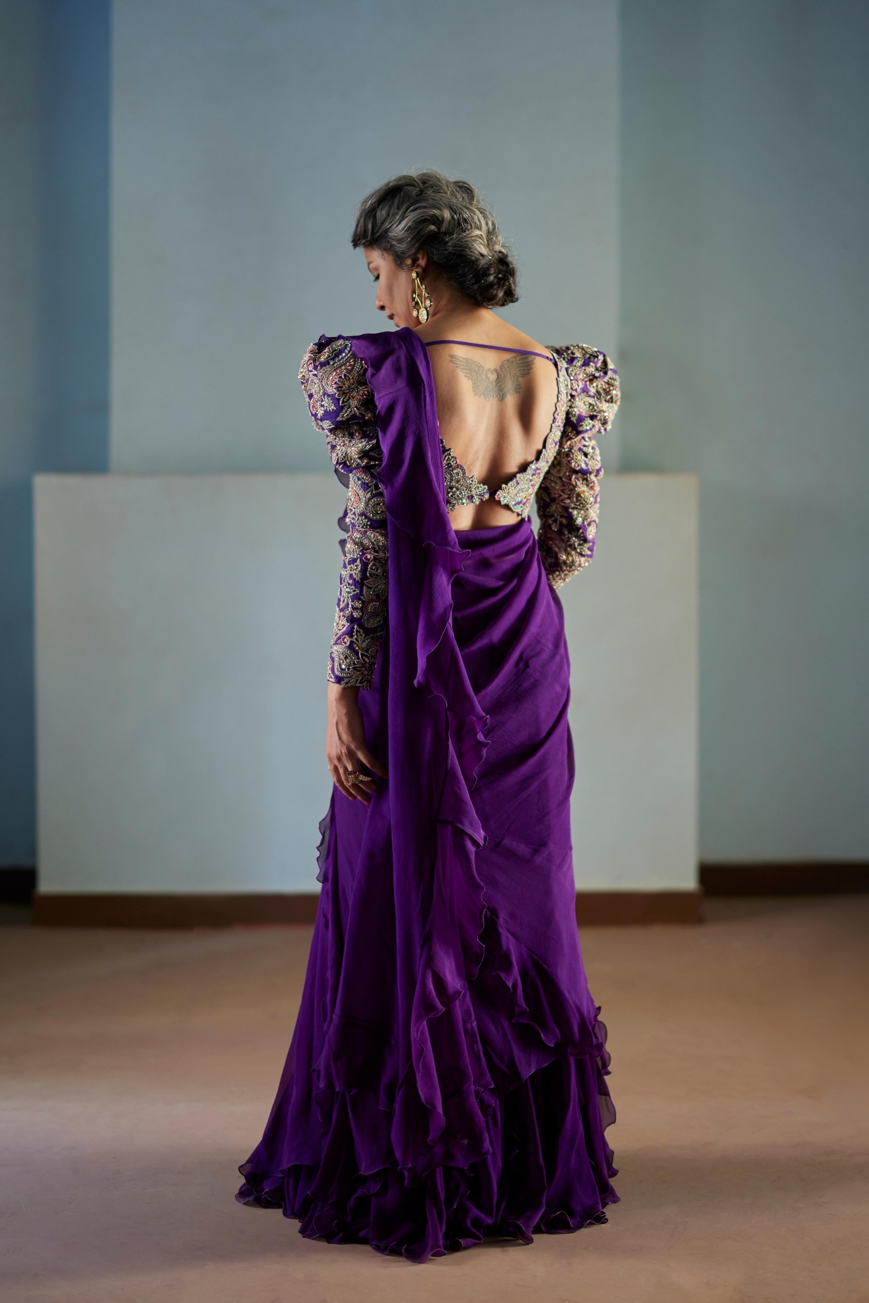 Ahilya Ruffle Lehenga Saree Set