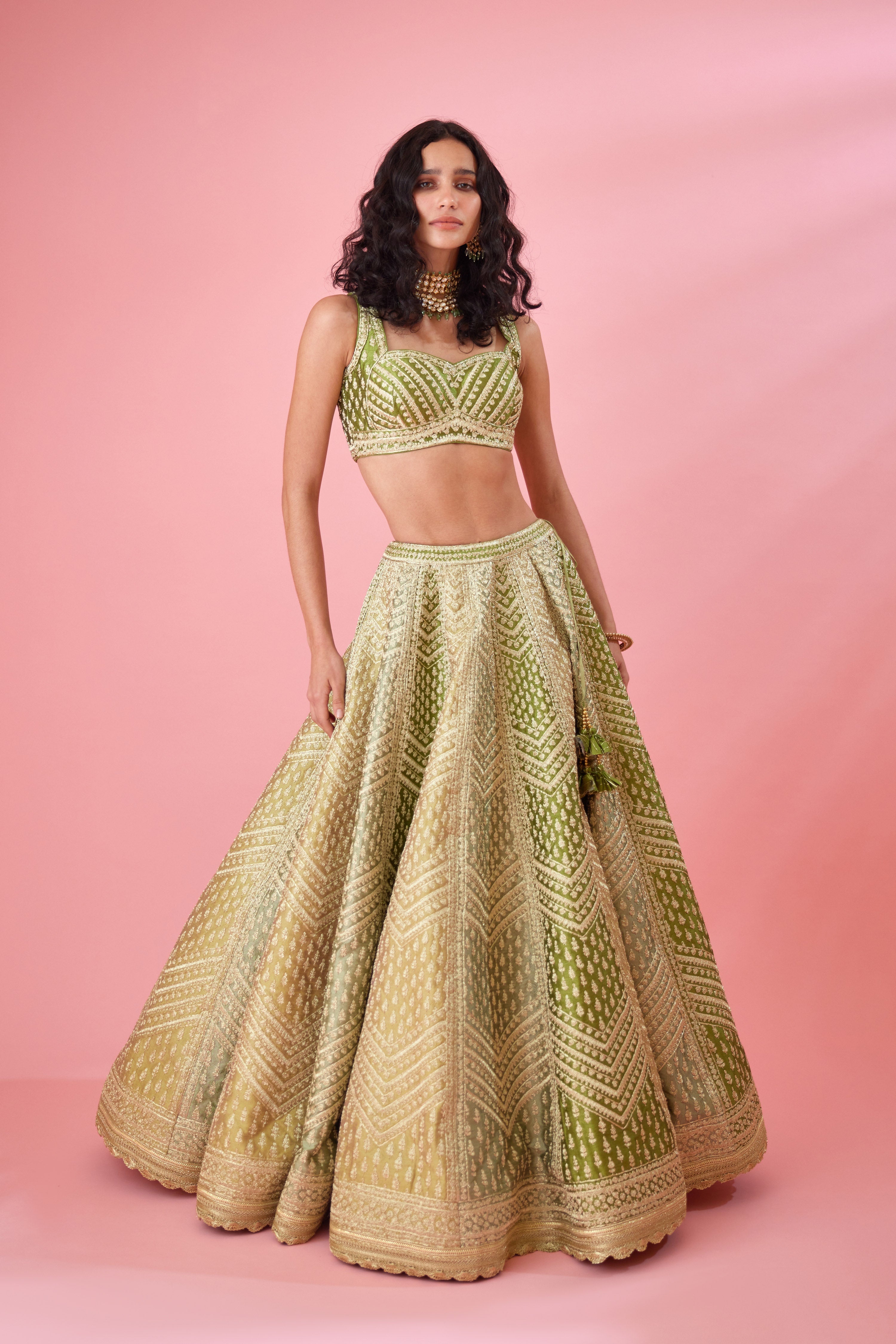 Olive Green Lehenga Set