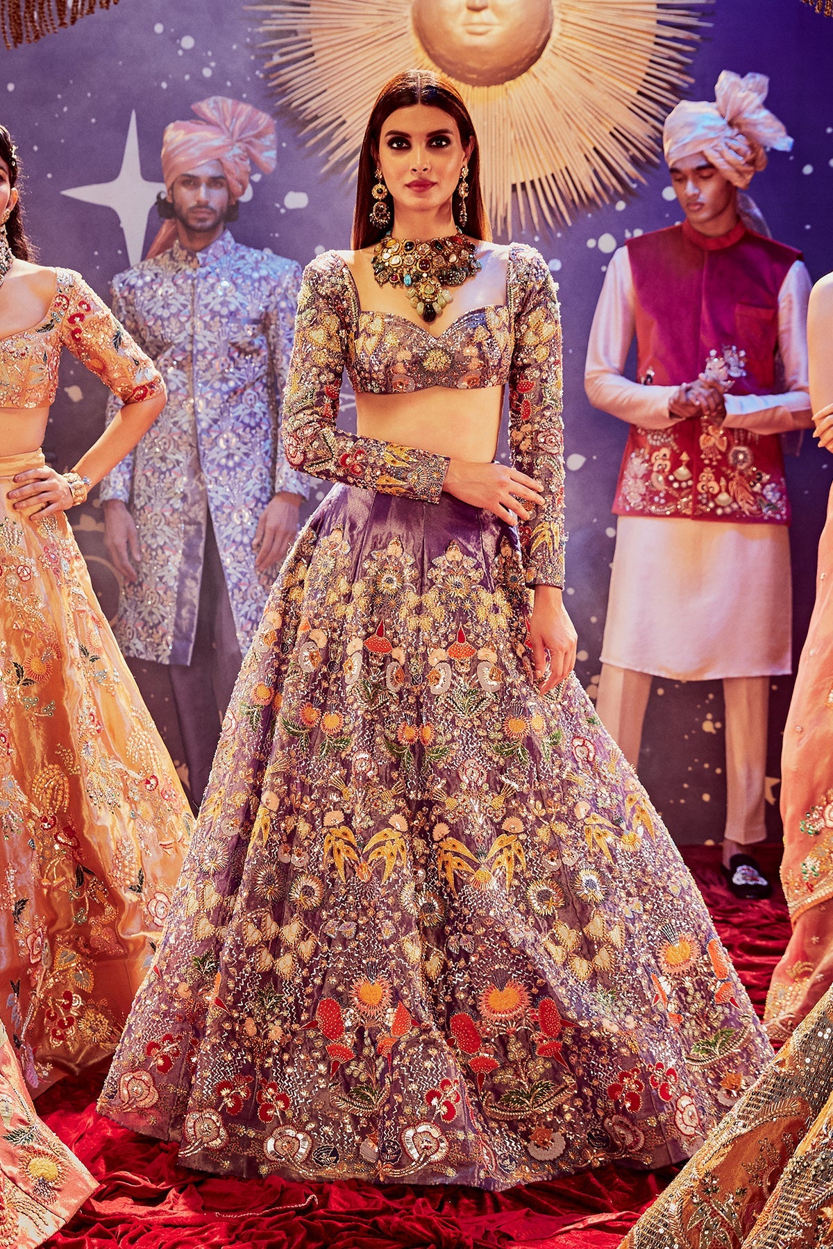Diana Penty In Estrella - Dark Blue Tissue Lehenga Set