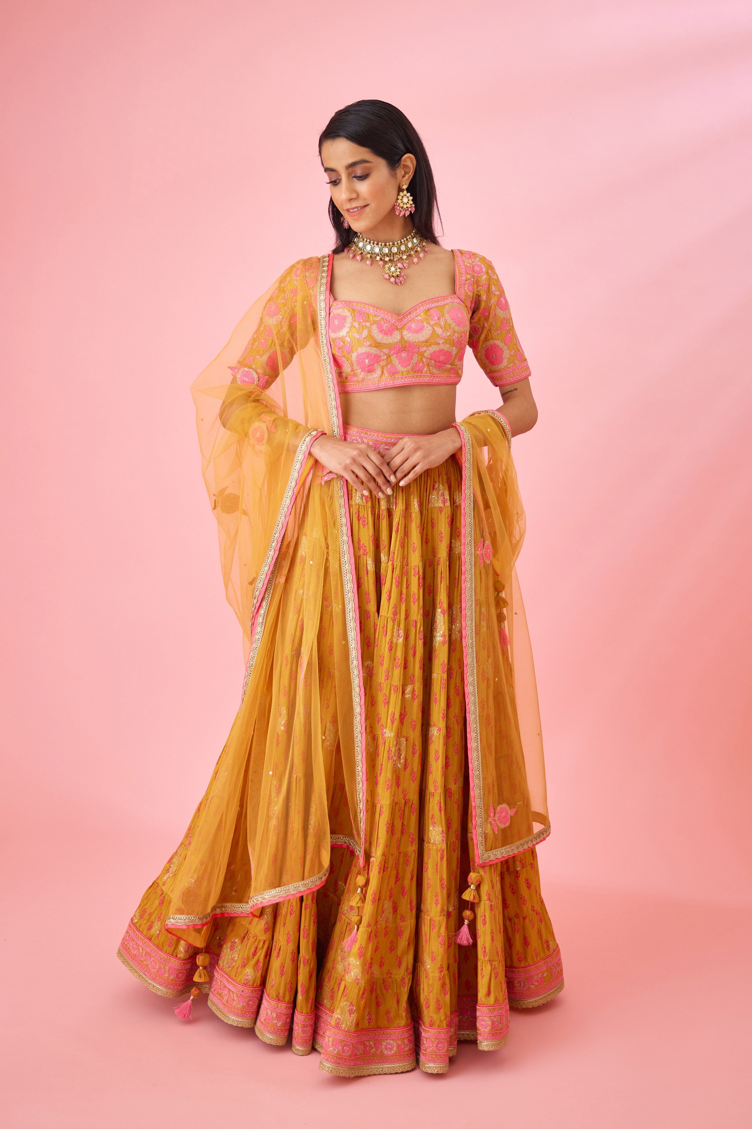 Apricot Pink Lehenga Set