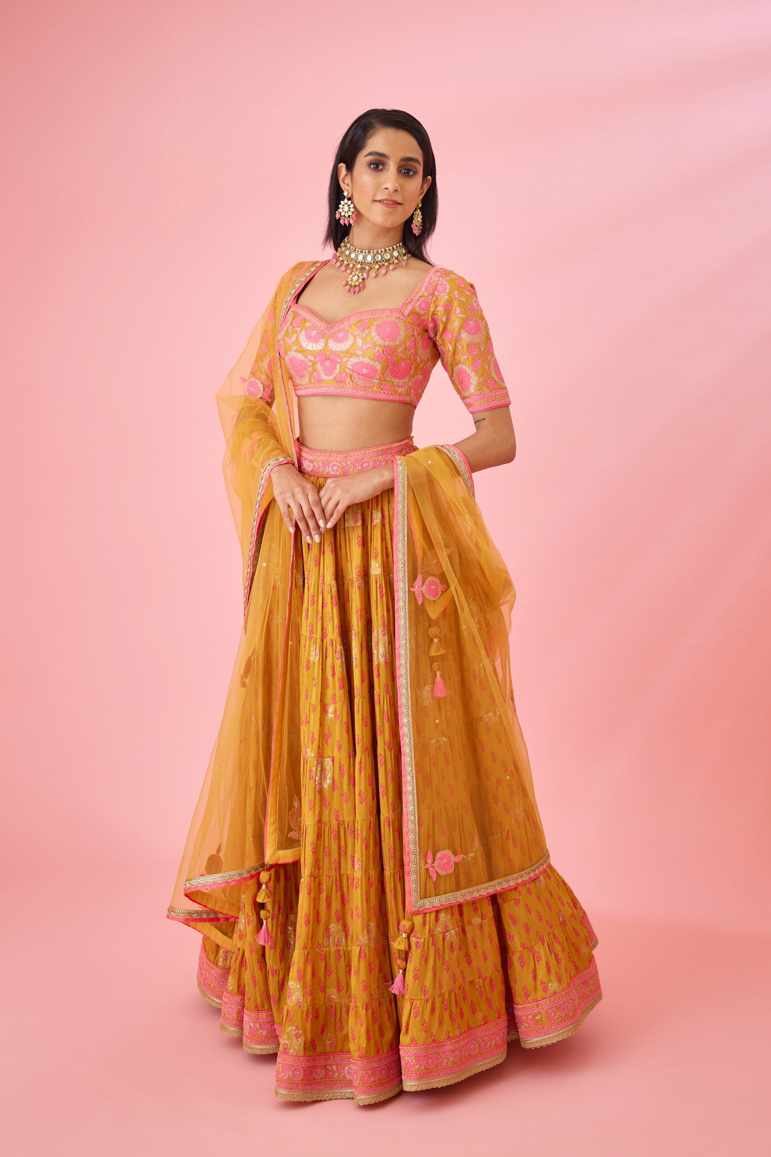 Apricot Pink Lehenga Set