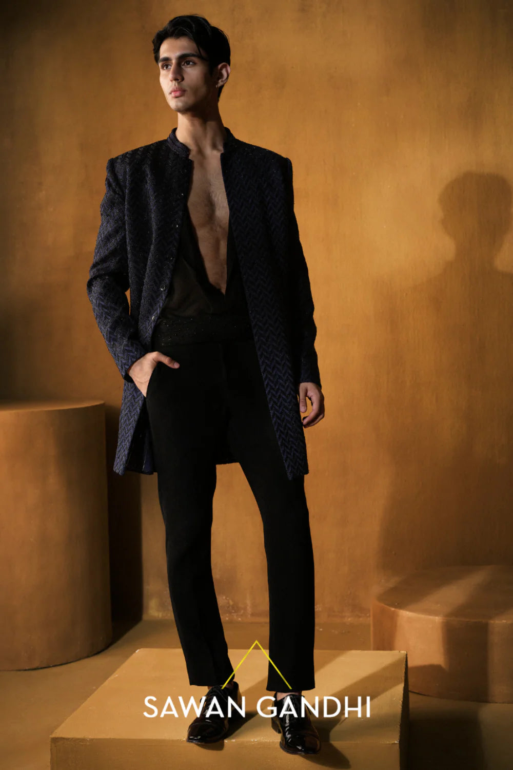 BLACK TO BLUE SHERWANI