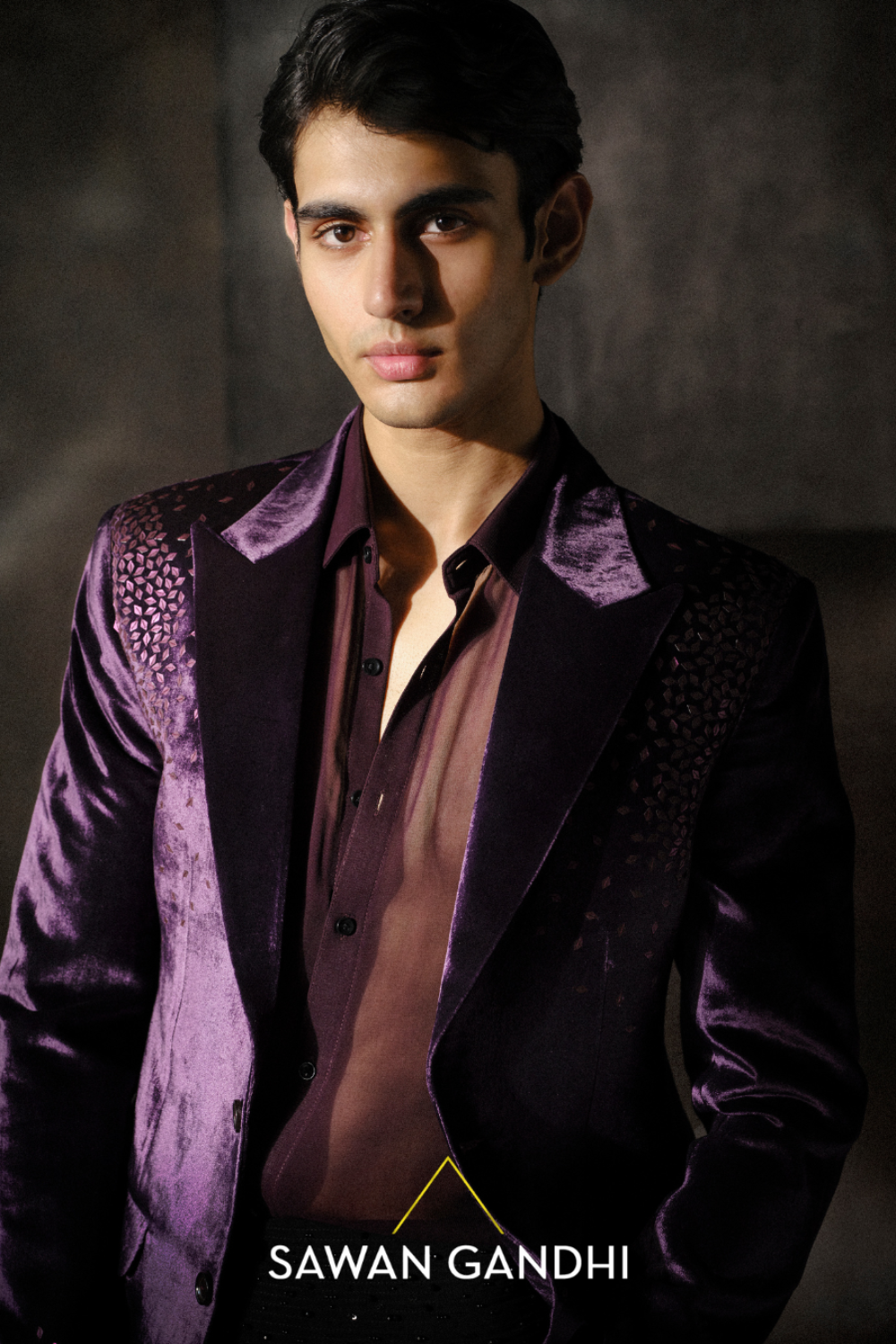 Wine rhombus work jacket