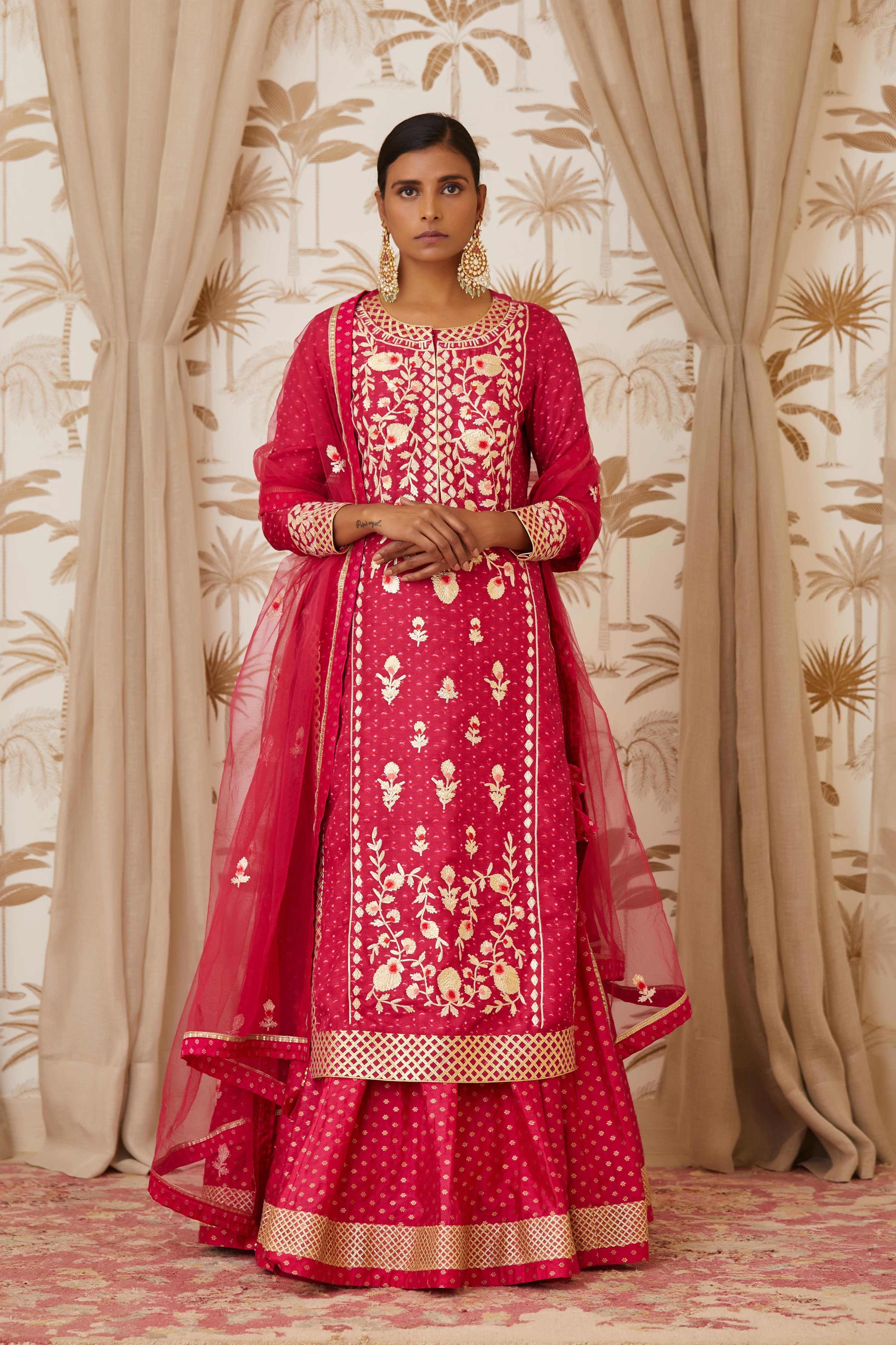 Pink Kurta Skirt Set