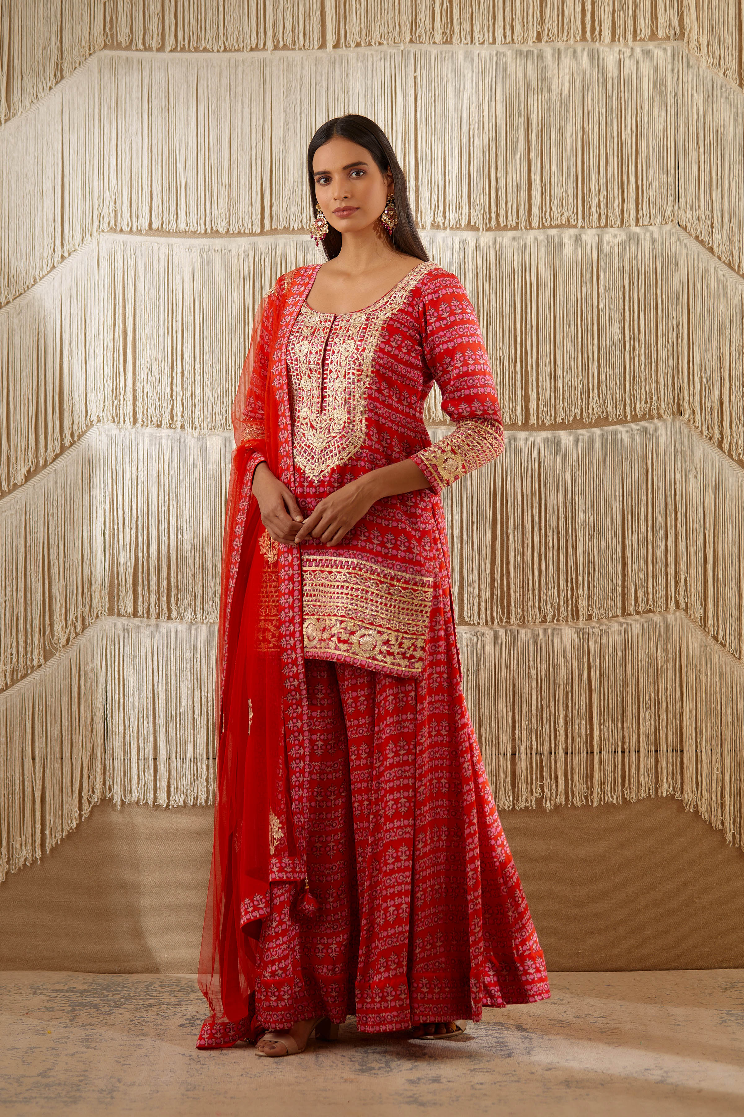 Red Sharara set