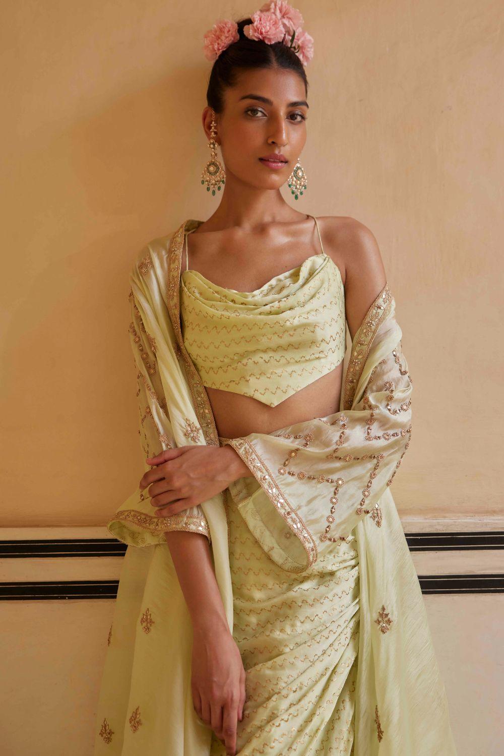 The Draped Skirt And Cowl Handkerchief Top Set