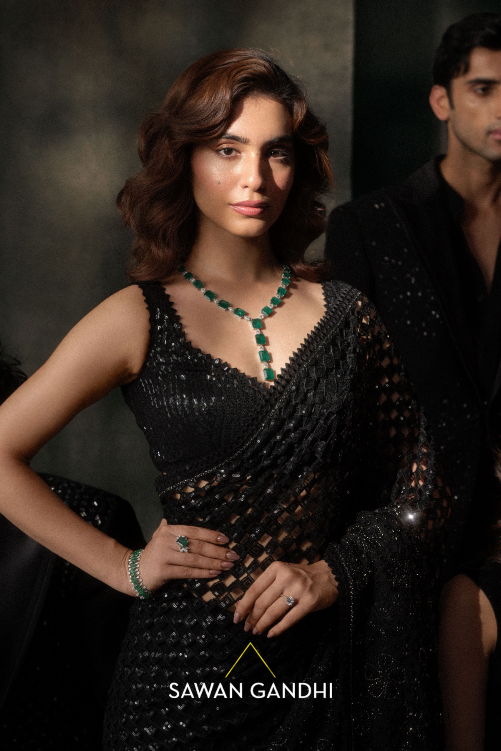 Black cutwork jaal saree