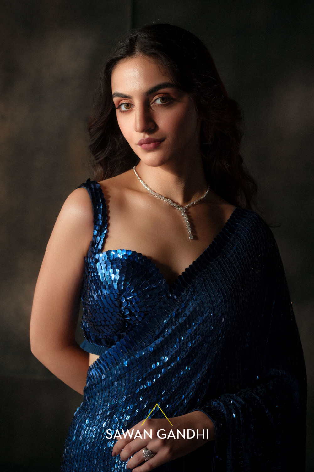 Electric blue kashti sequins saree