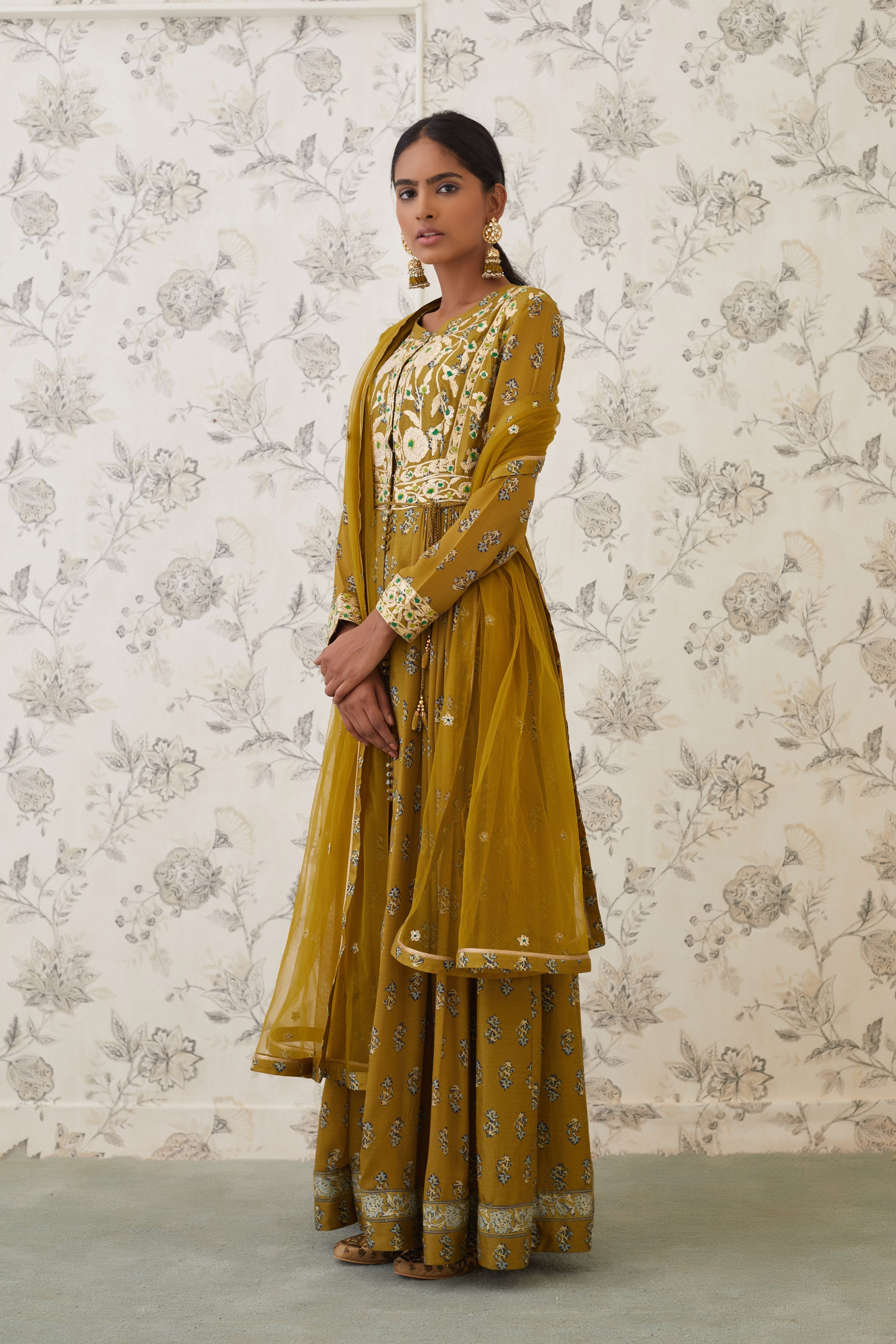Olive Anarkali Set