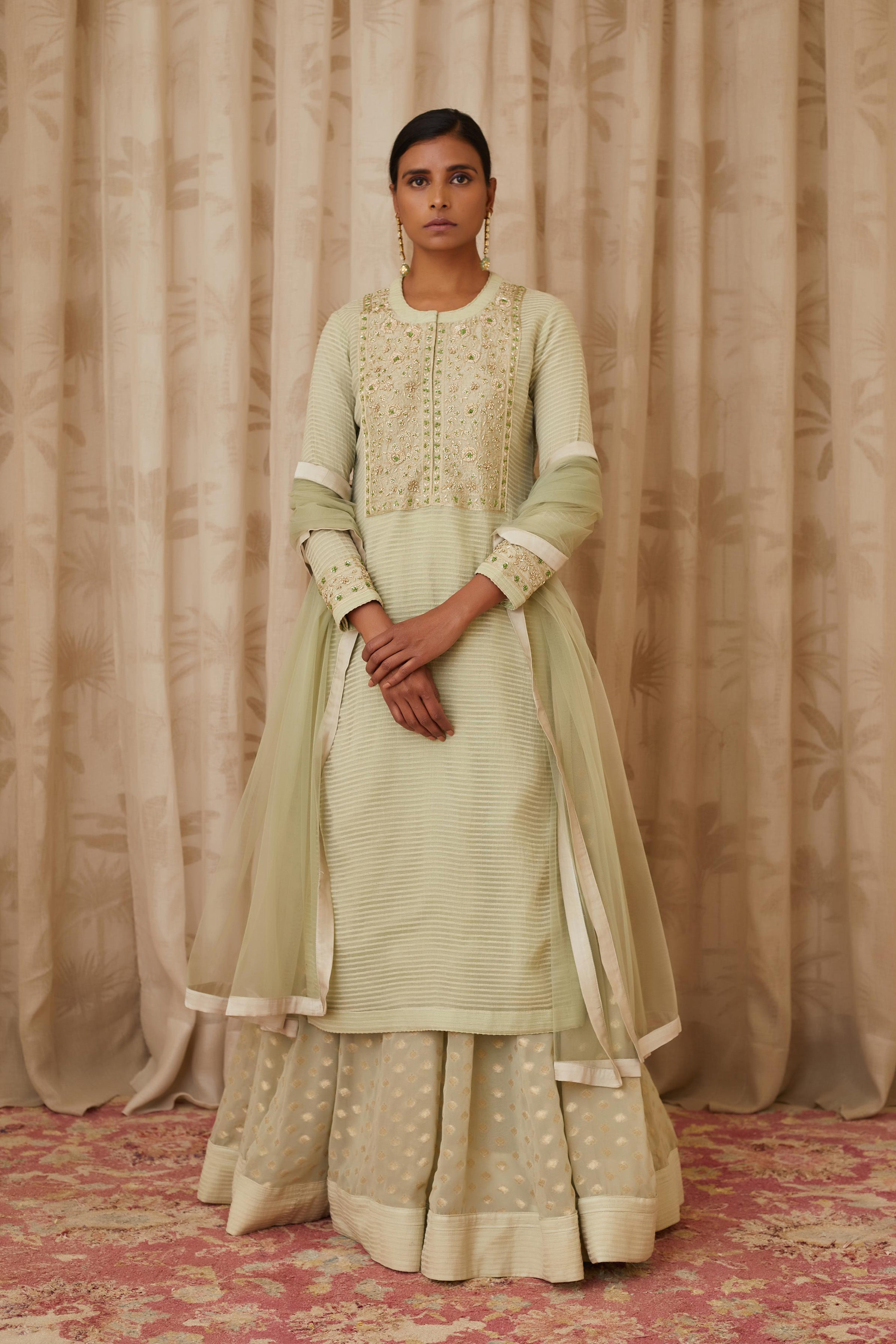Mint Green Kurta Skirt Set