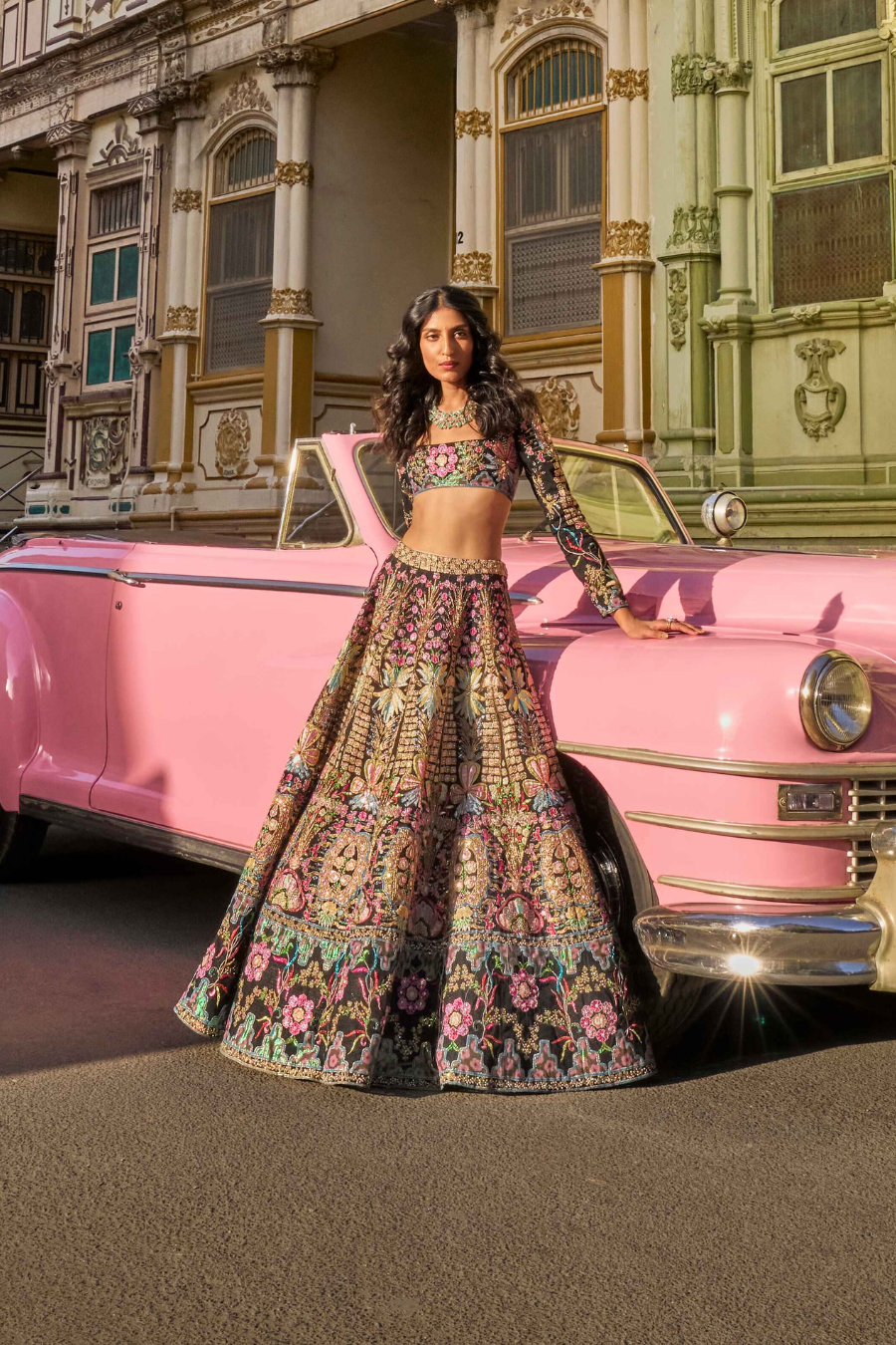 Mehr - Black Tulle Net Lehenga Set