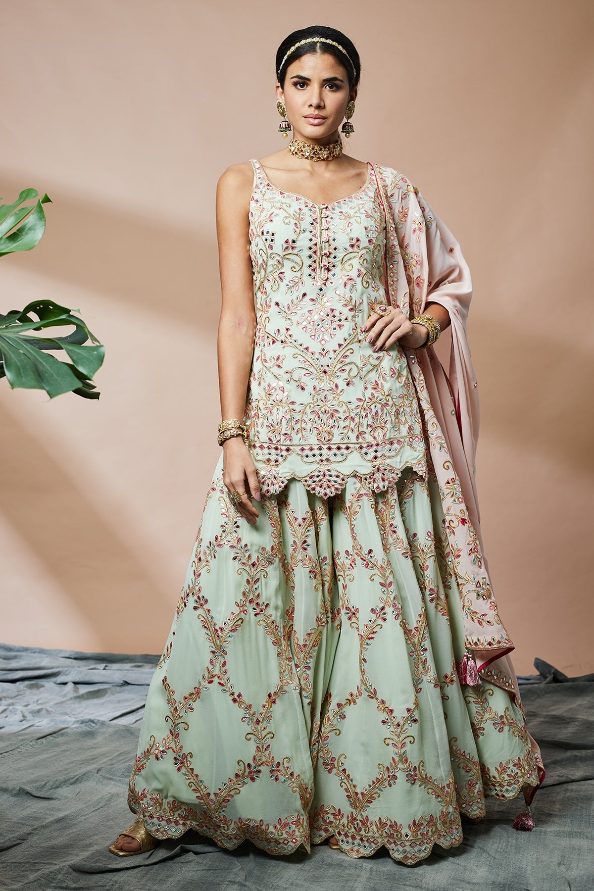 Green Georgette Sharara