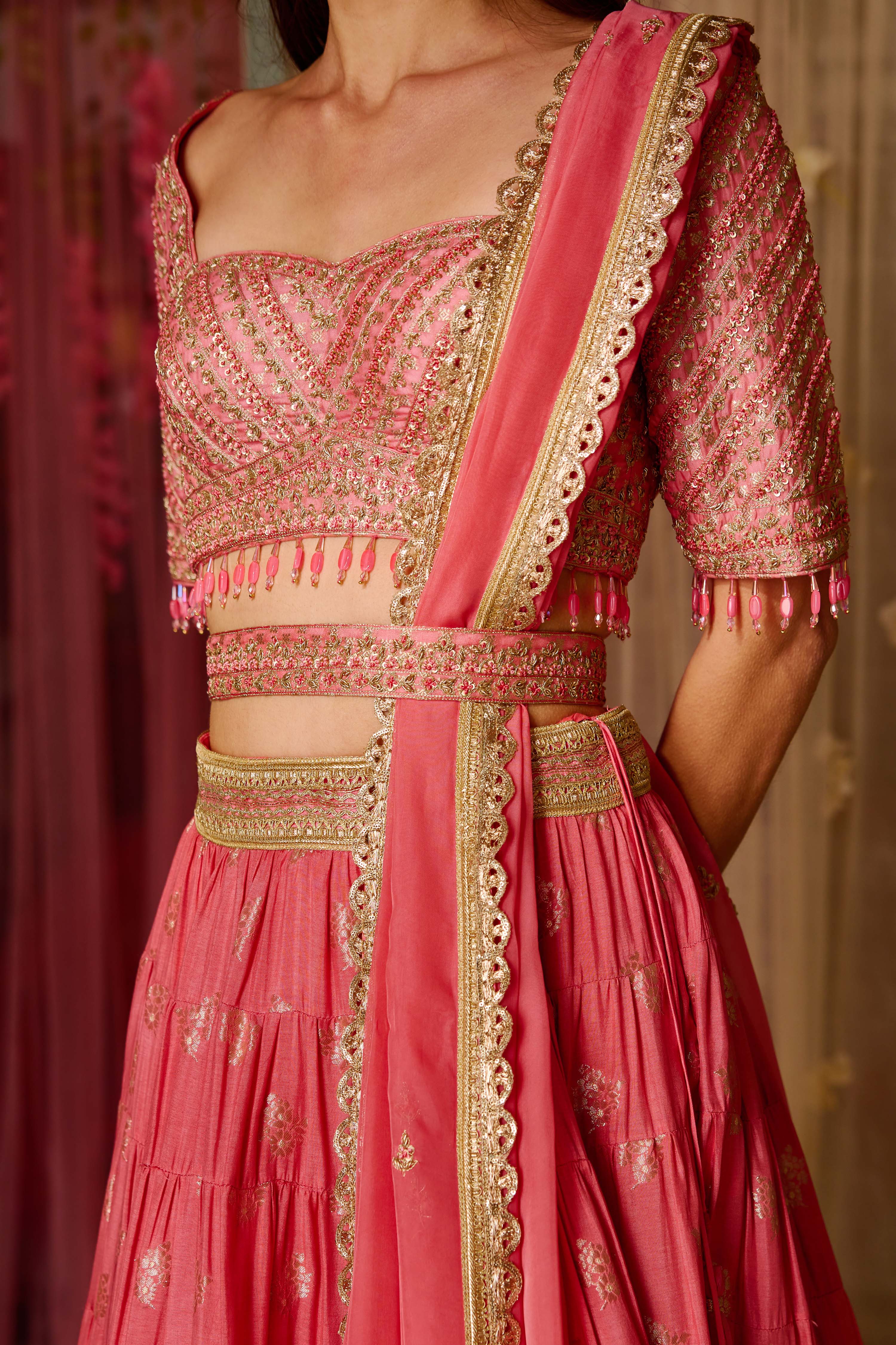 Coral Pink Lehenga Set
