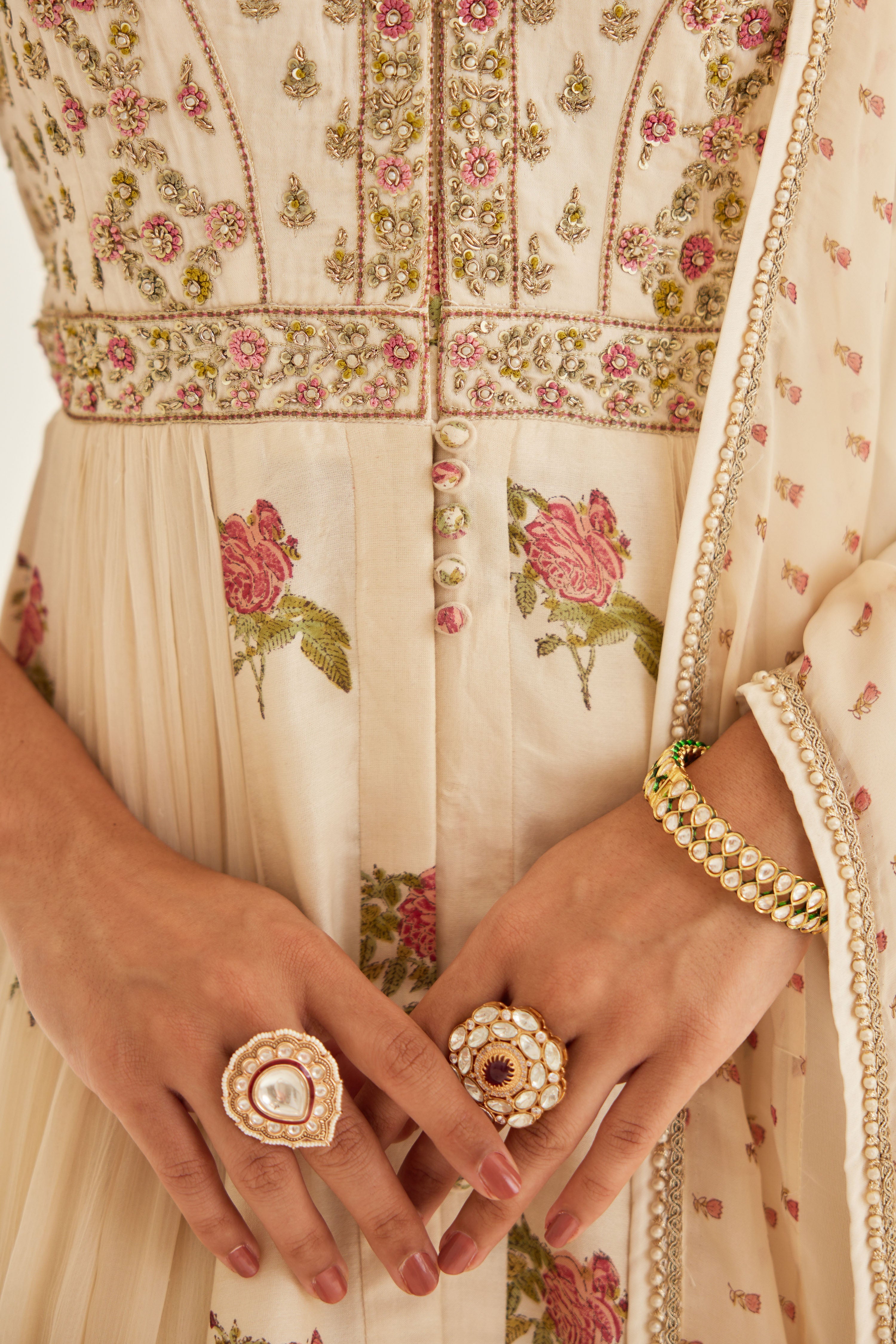 Papyrus White Anarkali Set