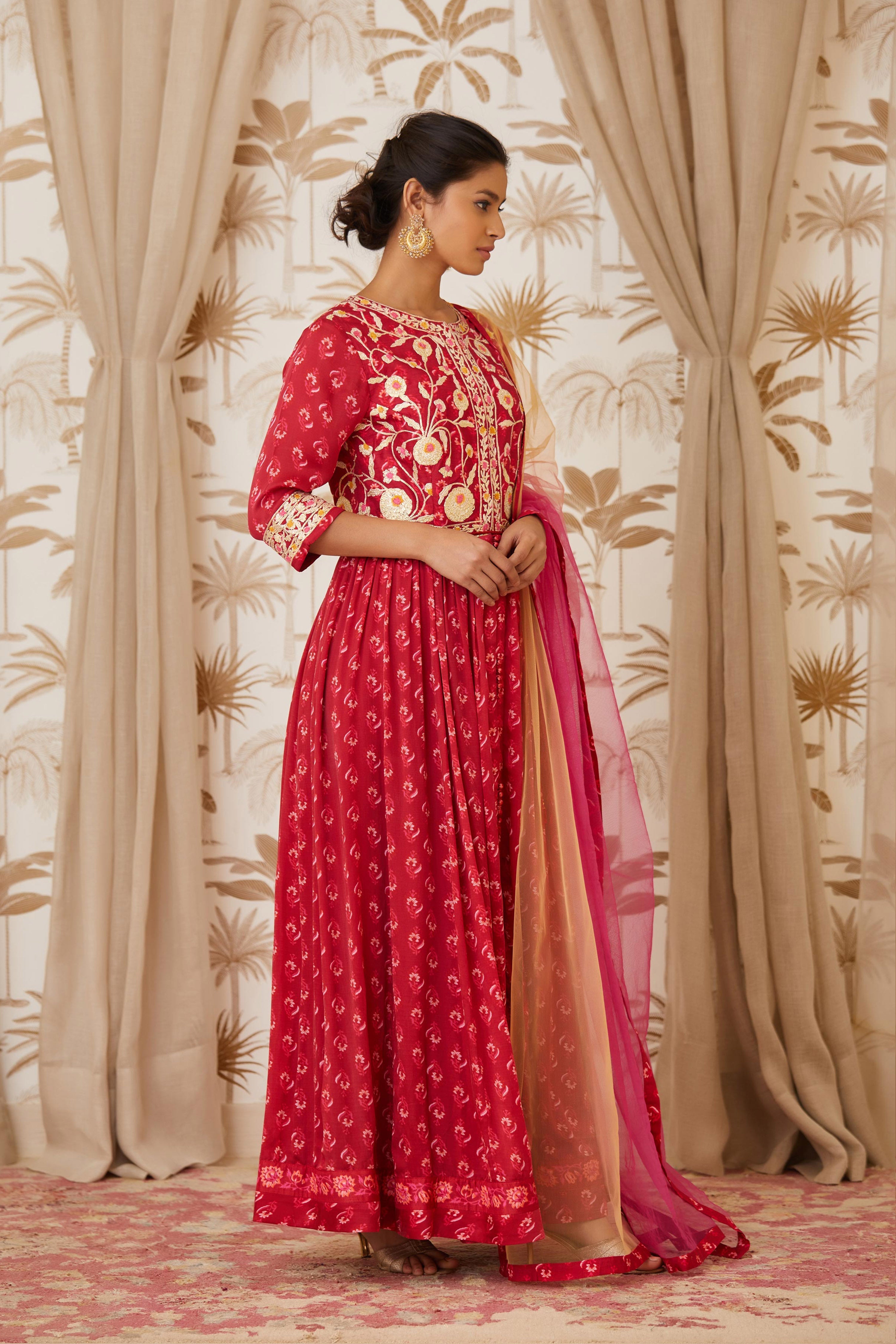 Maroon Anarkali Set