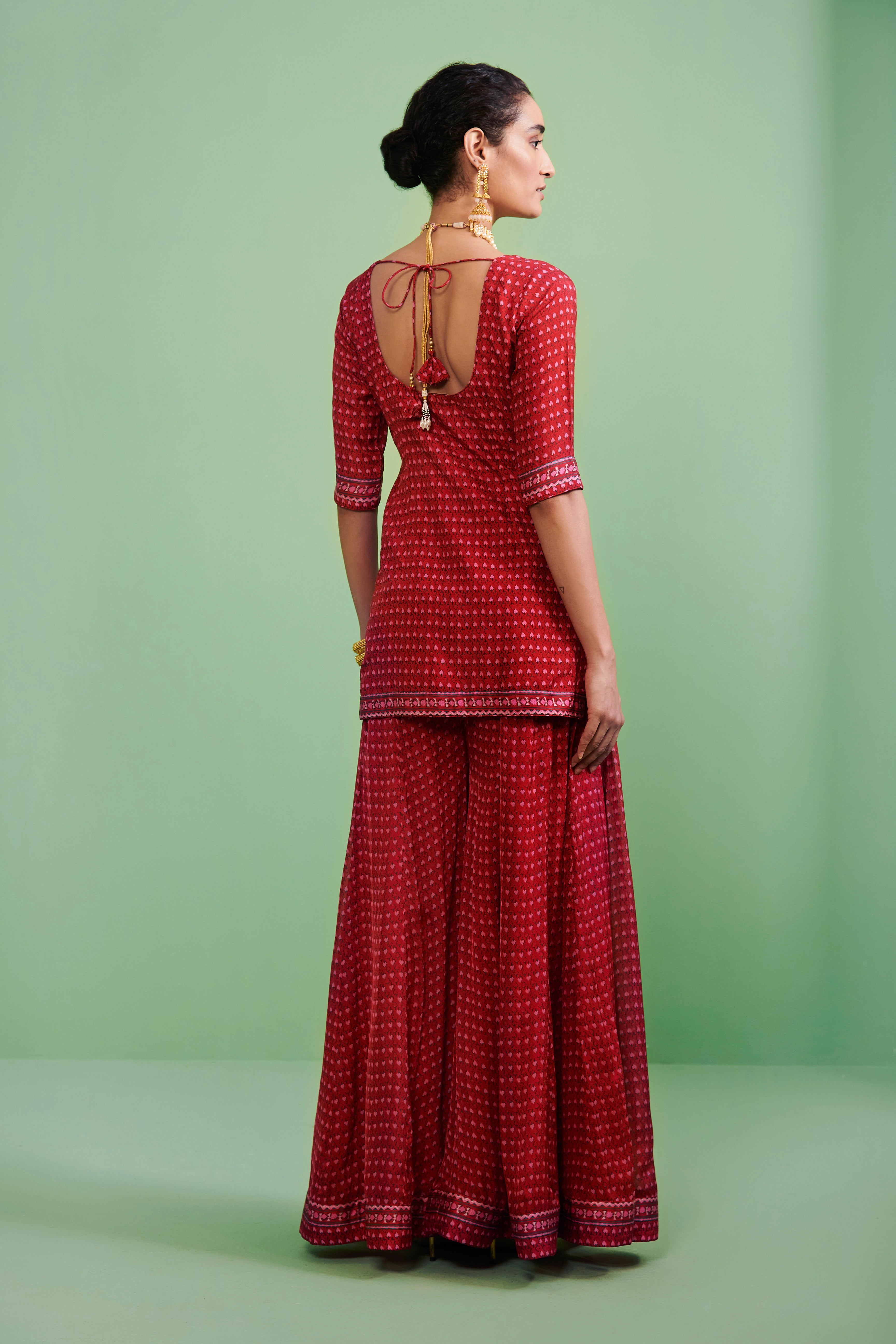 Maroon Kurta & Sharara Set