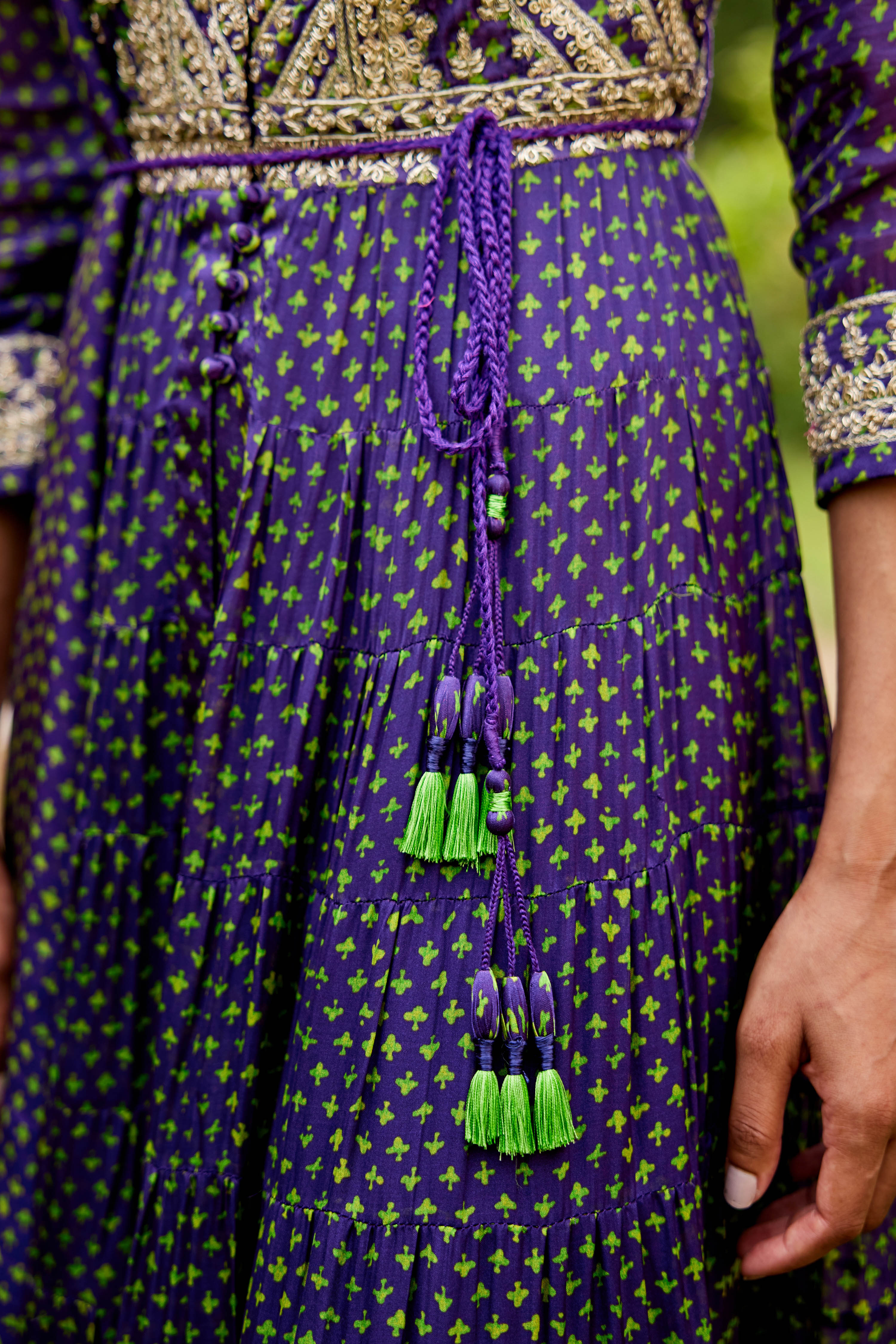 Purple Green Anarkali Set