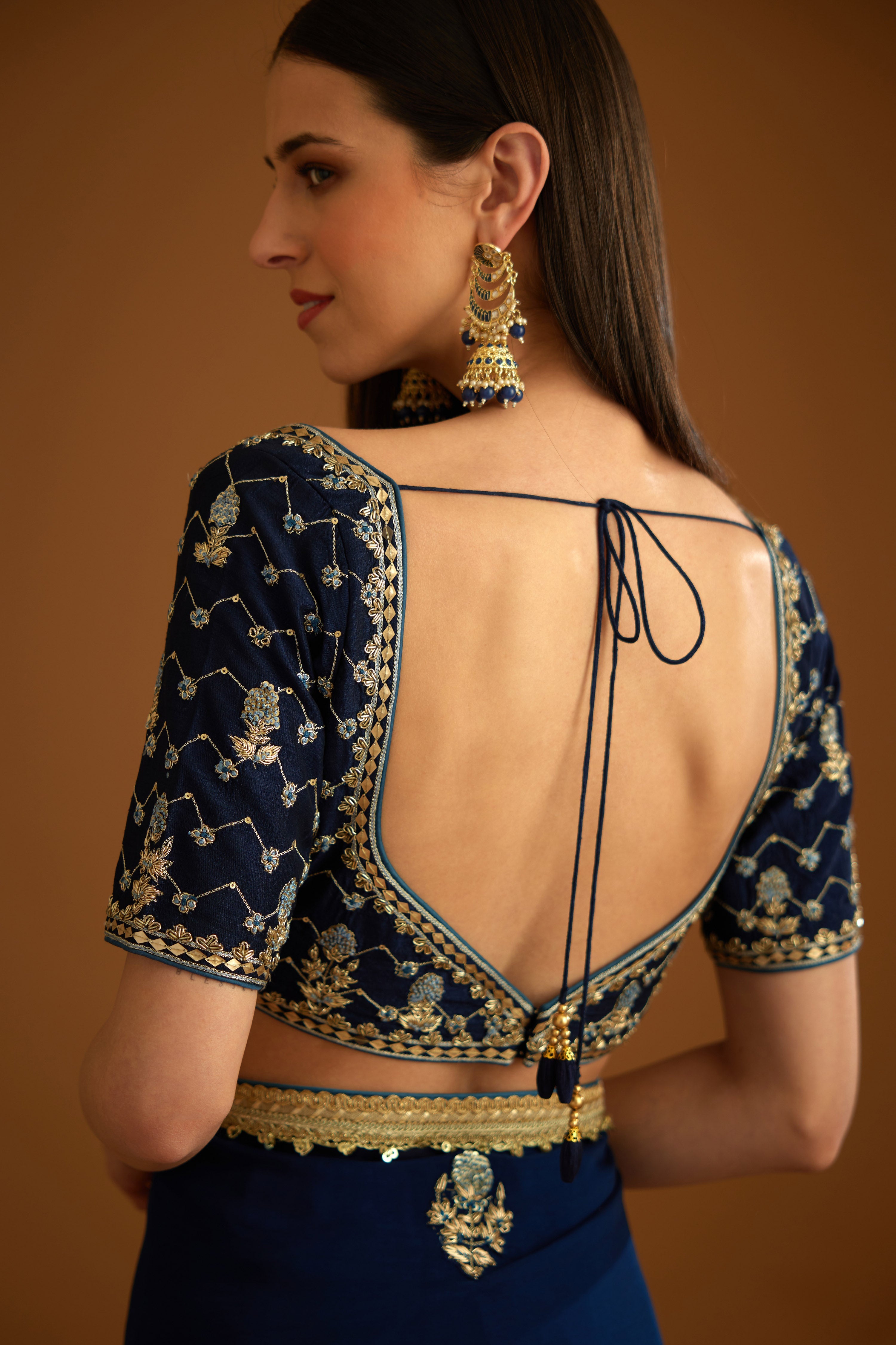Midnight Blue Saree Set