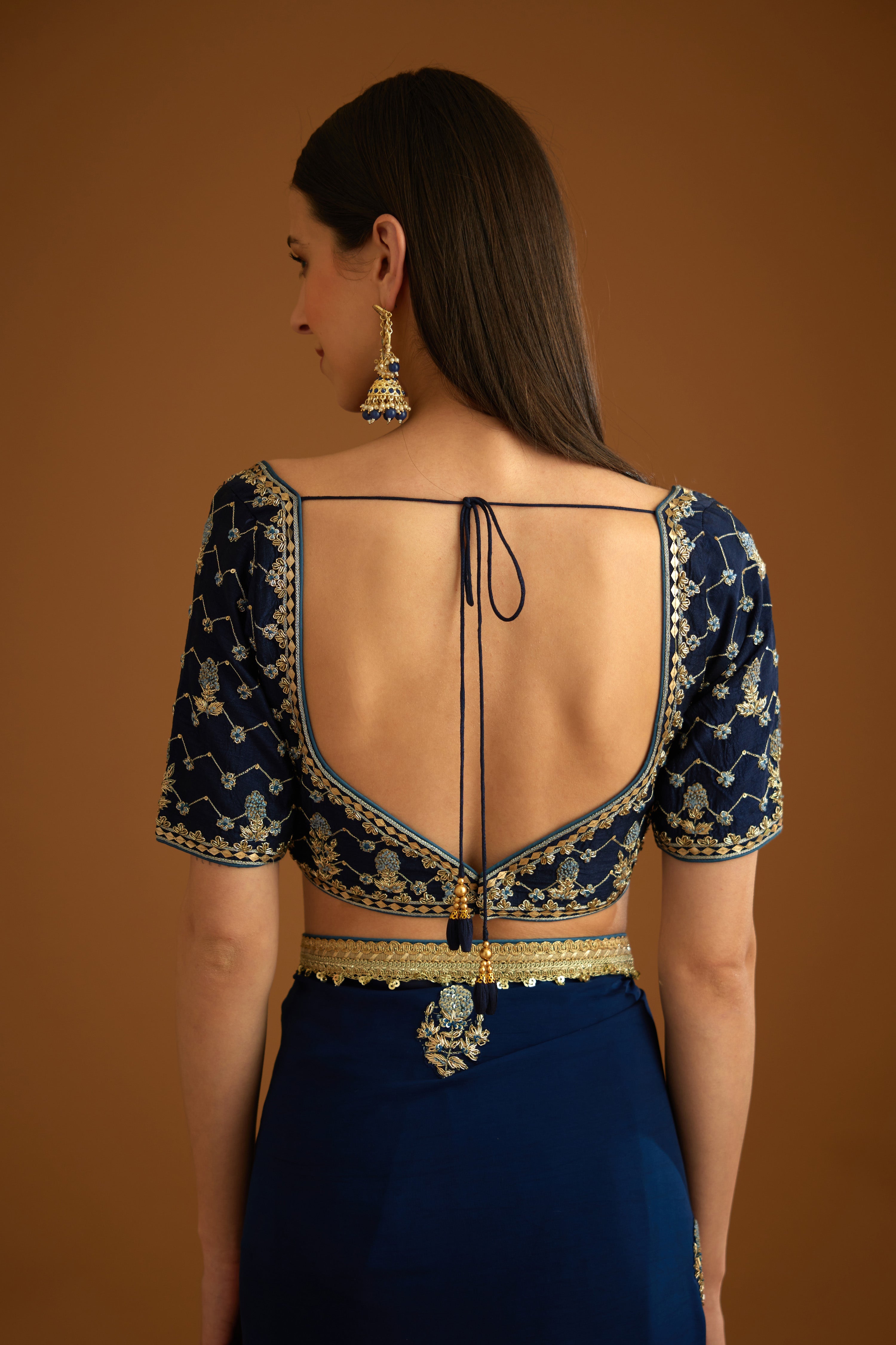 Midnight Blue Saree Set