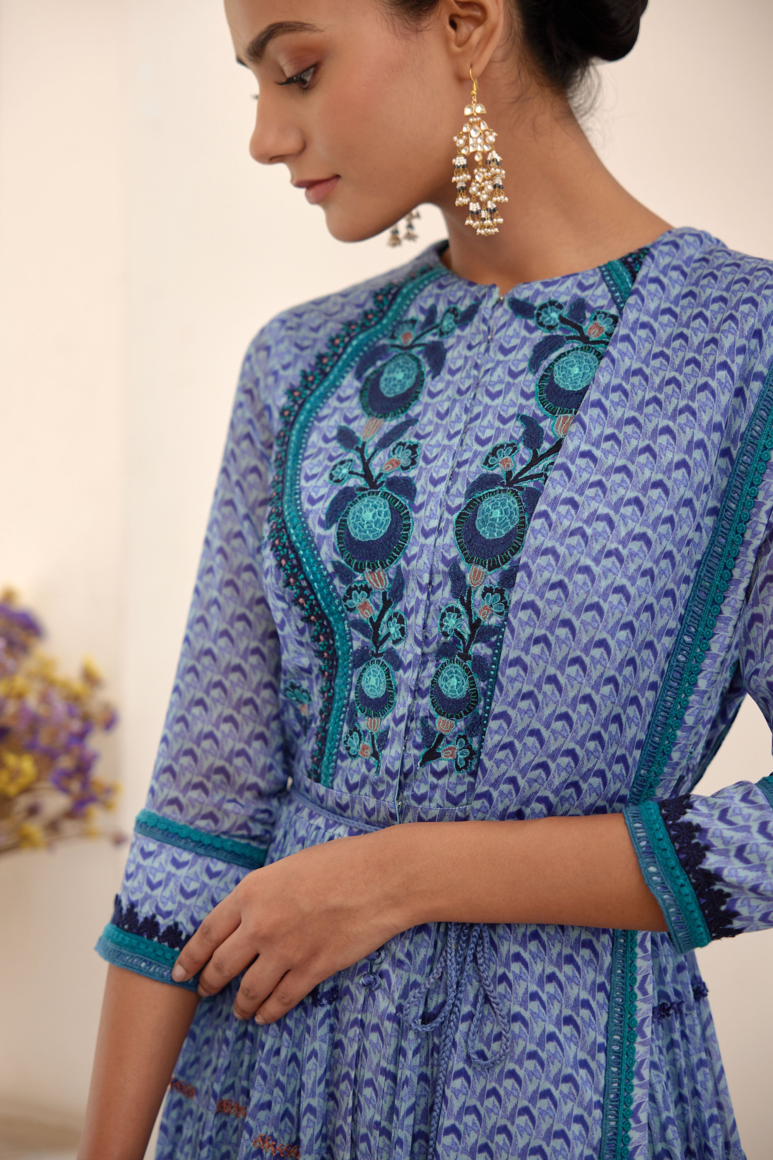 Blue Anarkali Set