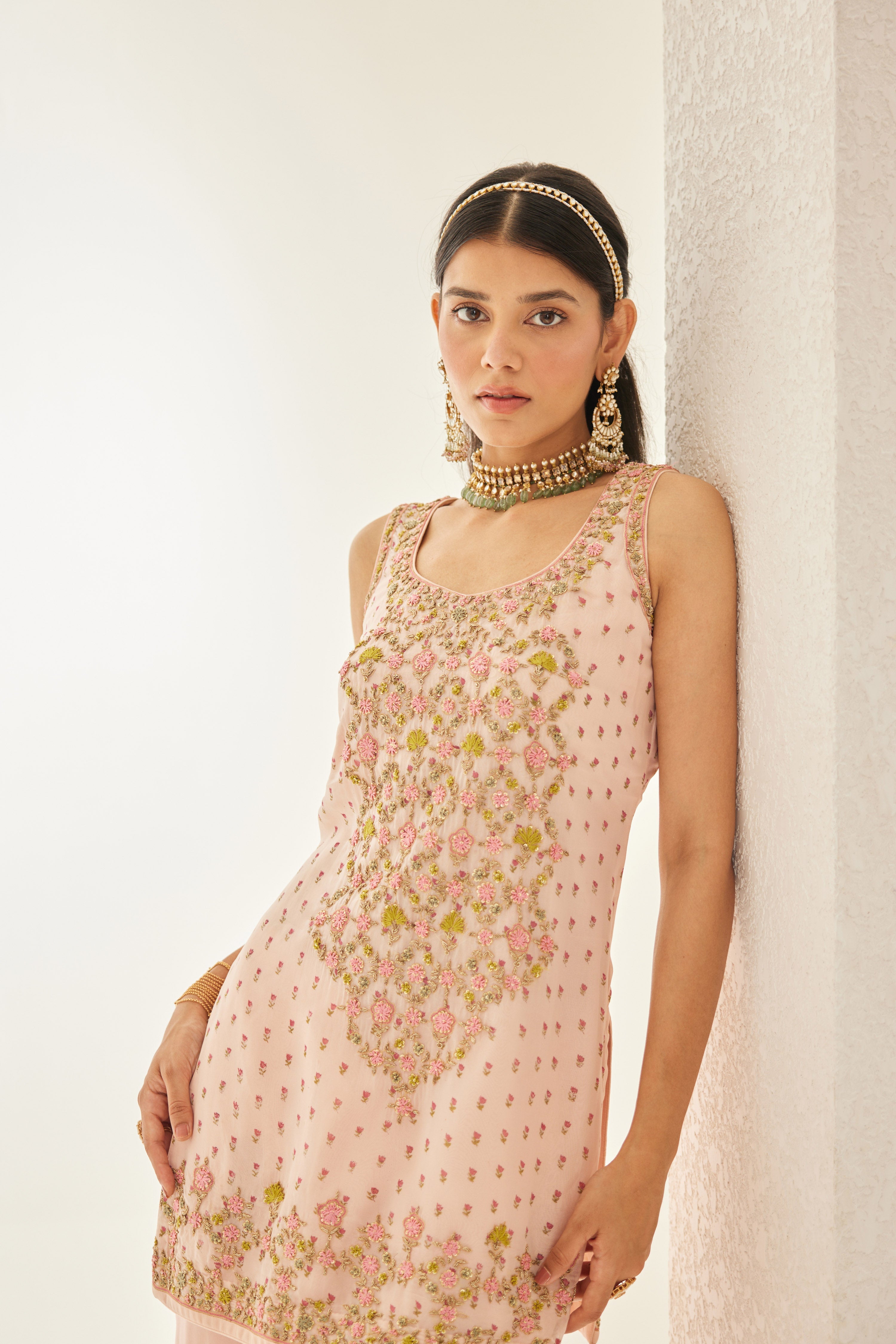 Shell Pink Sharara Set