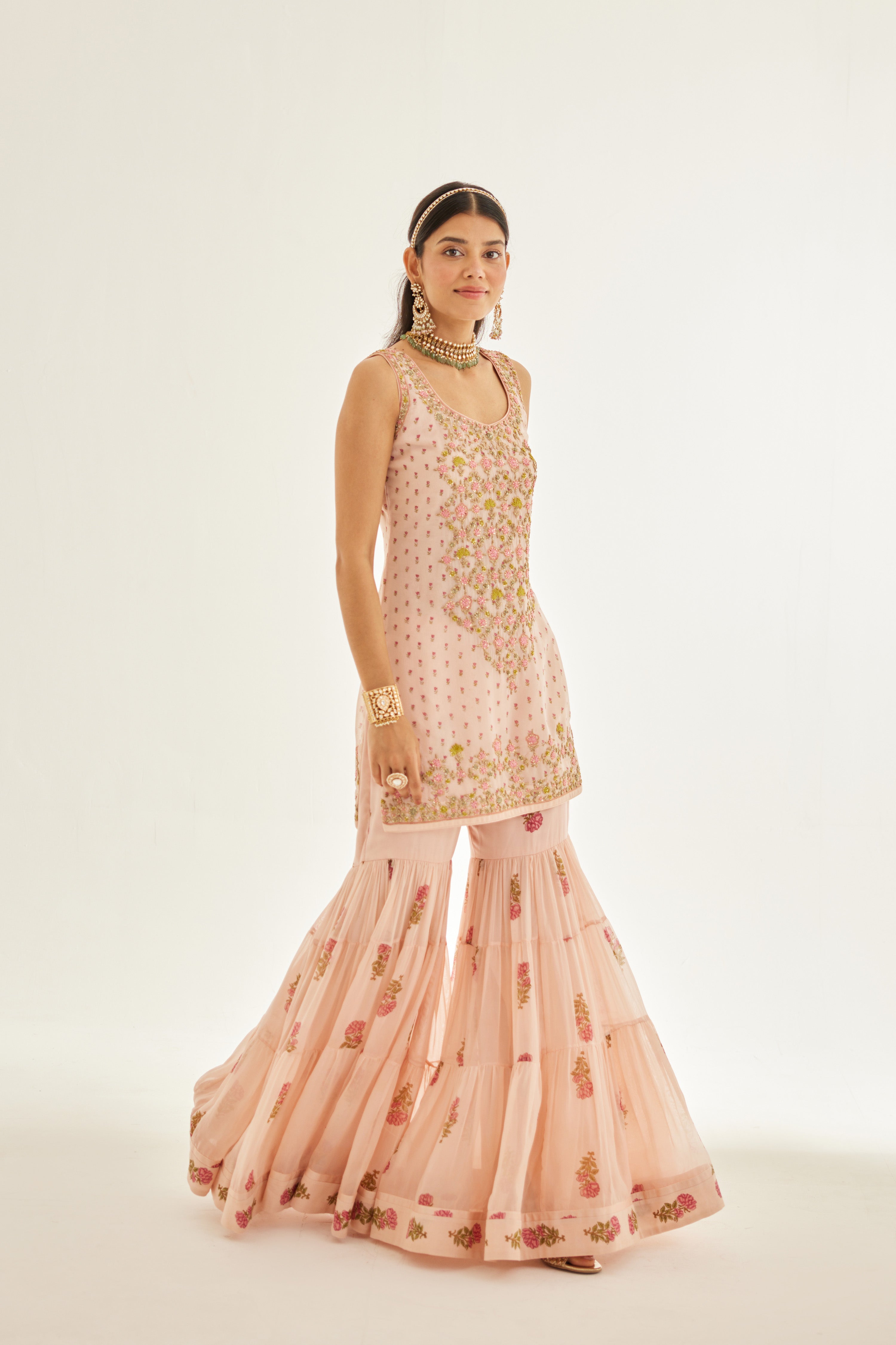 Shell Pink Sharara Set