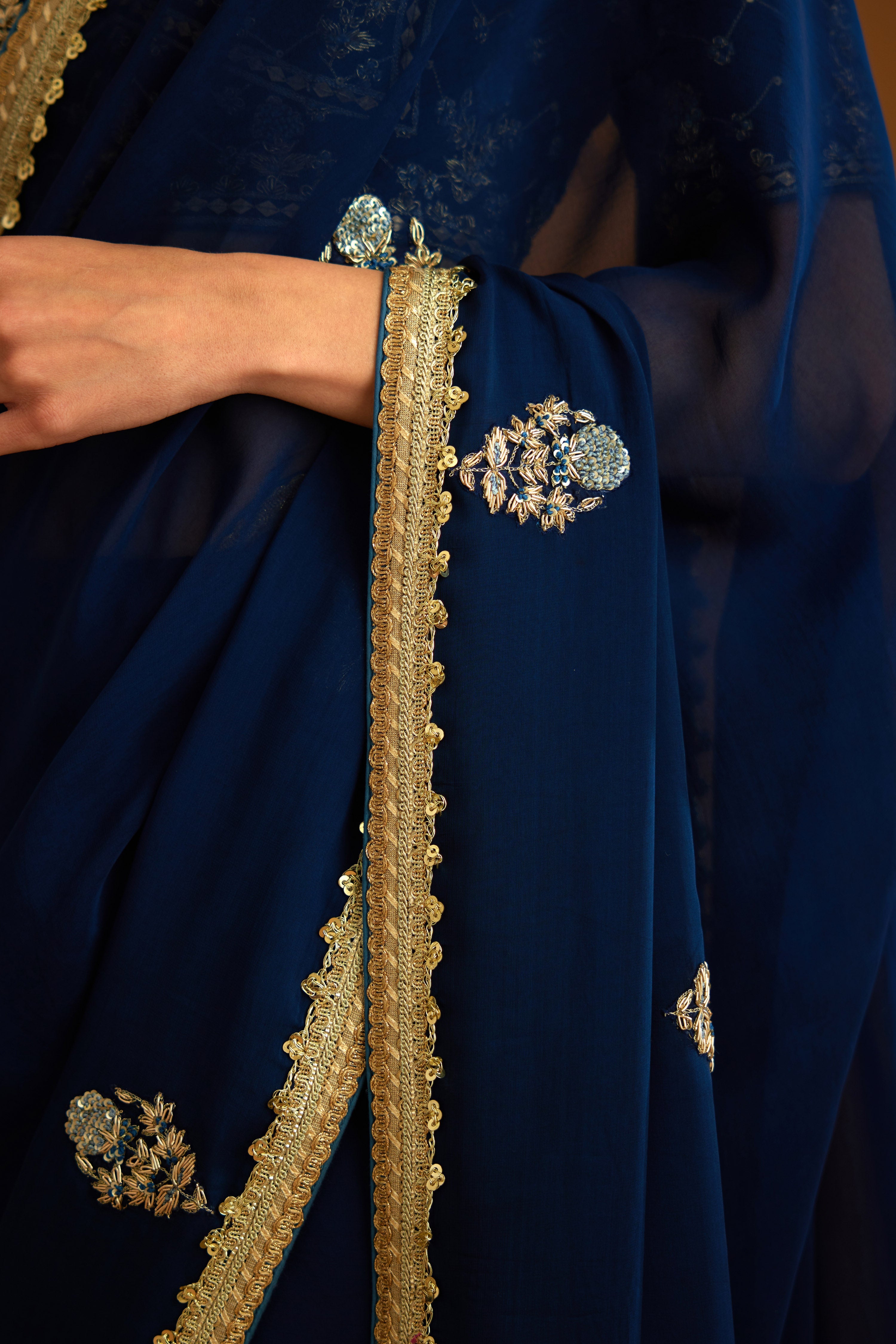 Midnight Blue Saree Set