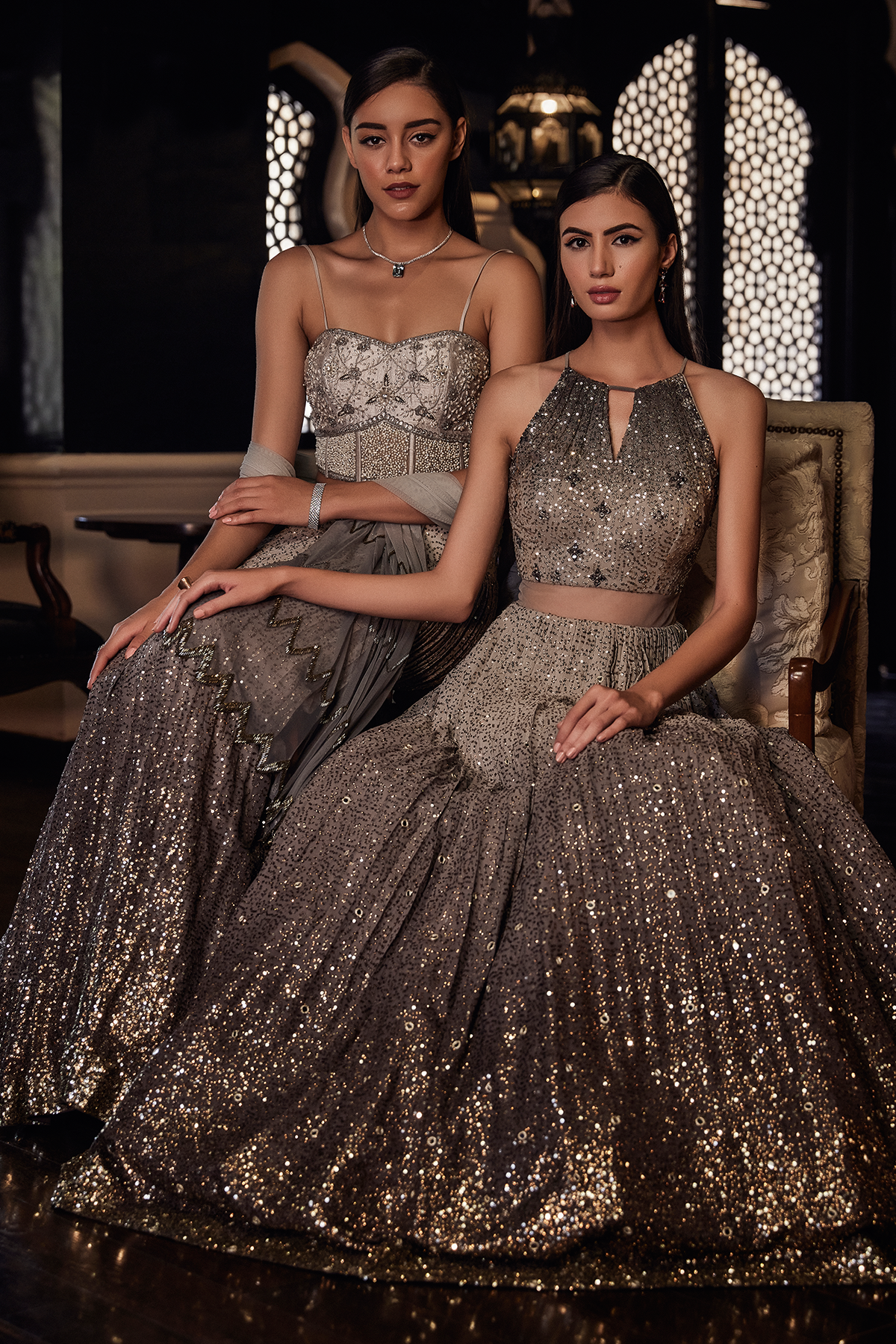 Grey Ombre Sequence Lehenga