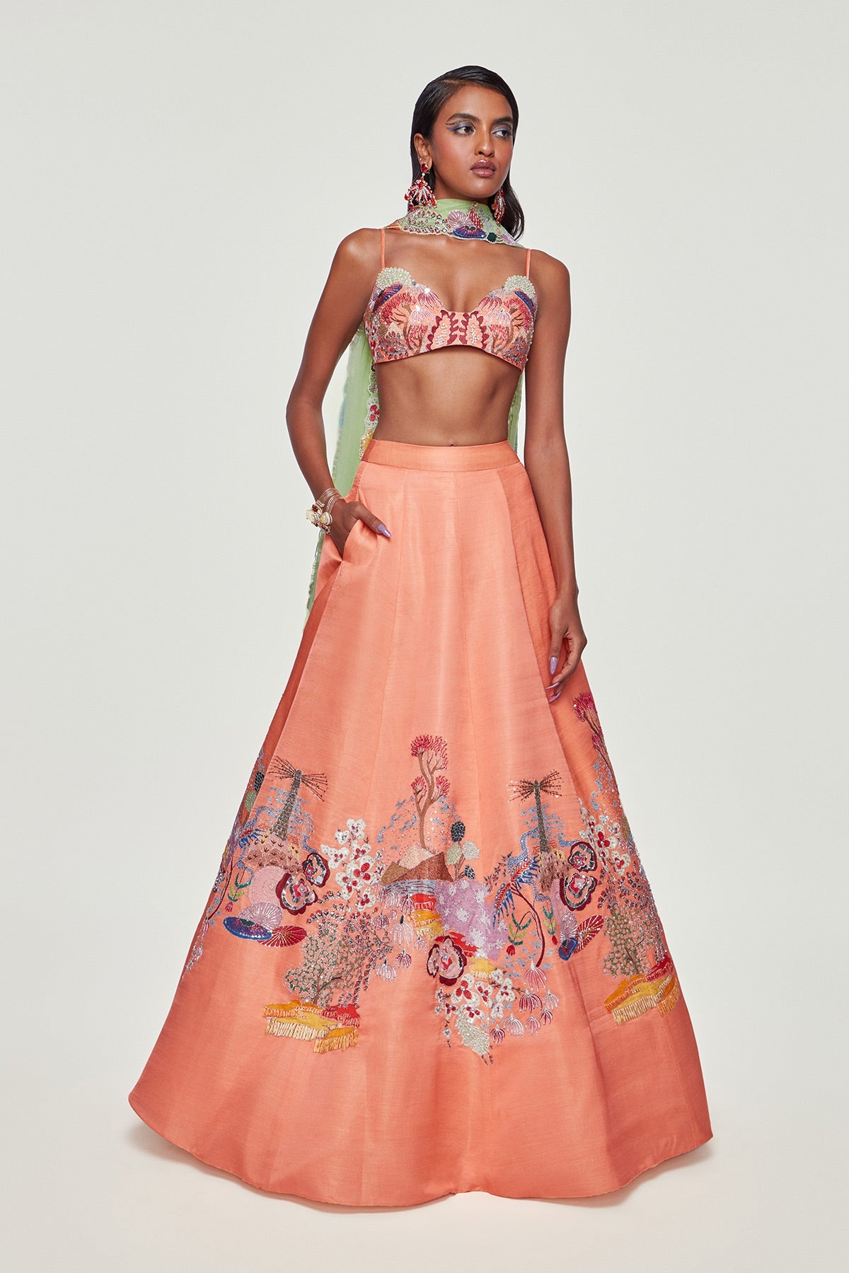 Seraphina - Peach Silk Lehenga Set