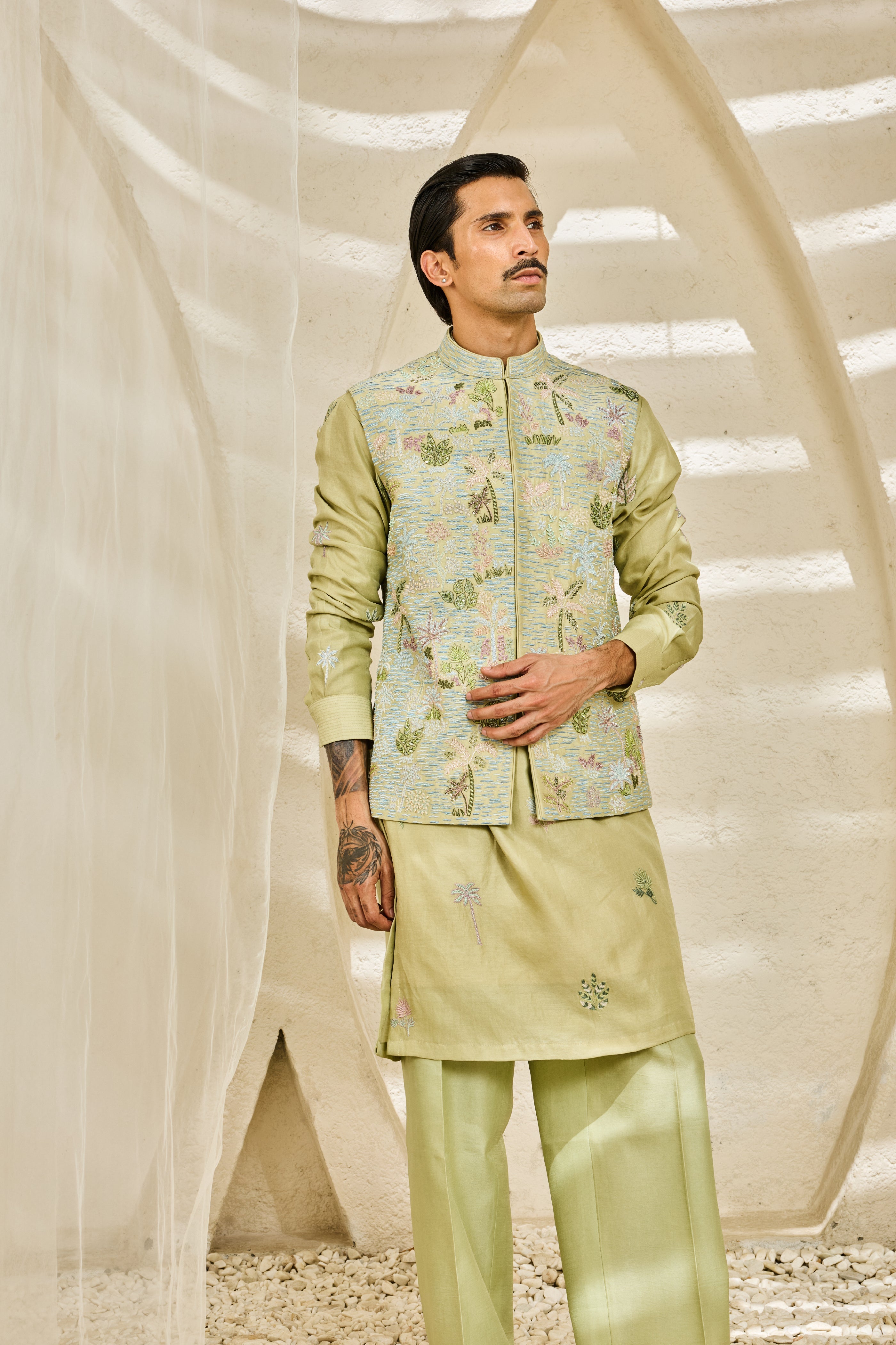 Mint Serene Garden Waistcoat set