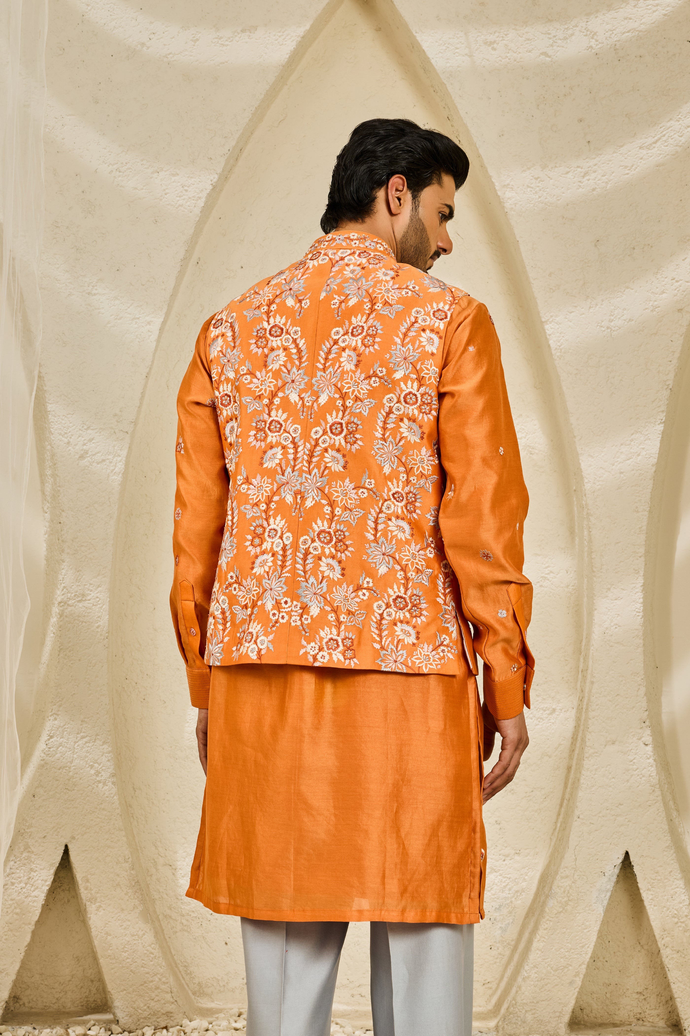Burnt Orange Bloom Waistcoat Set