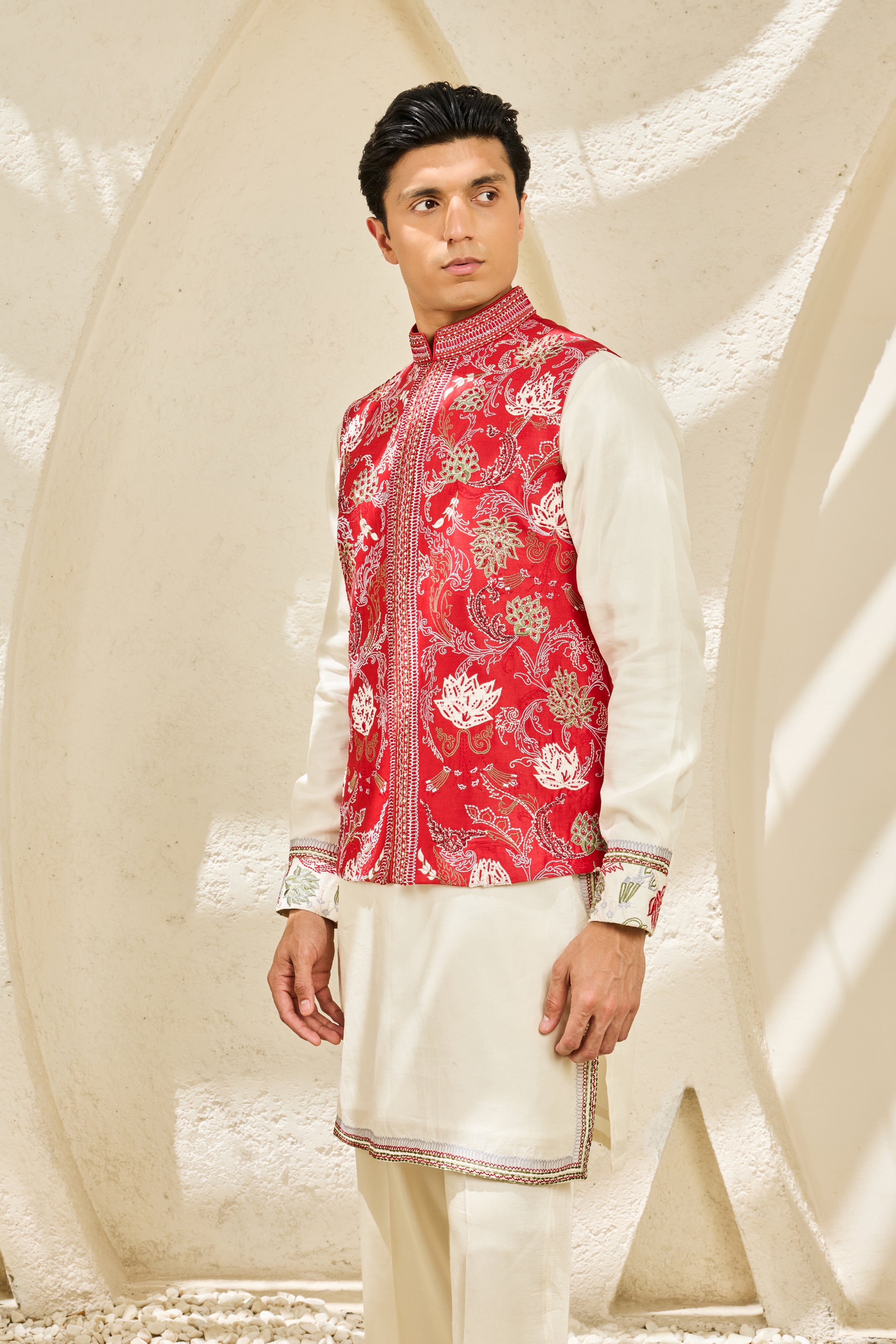 Scarlet Bloom Waistcoat Set