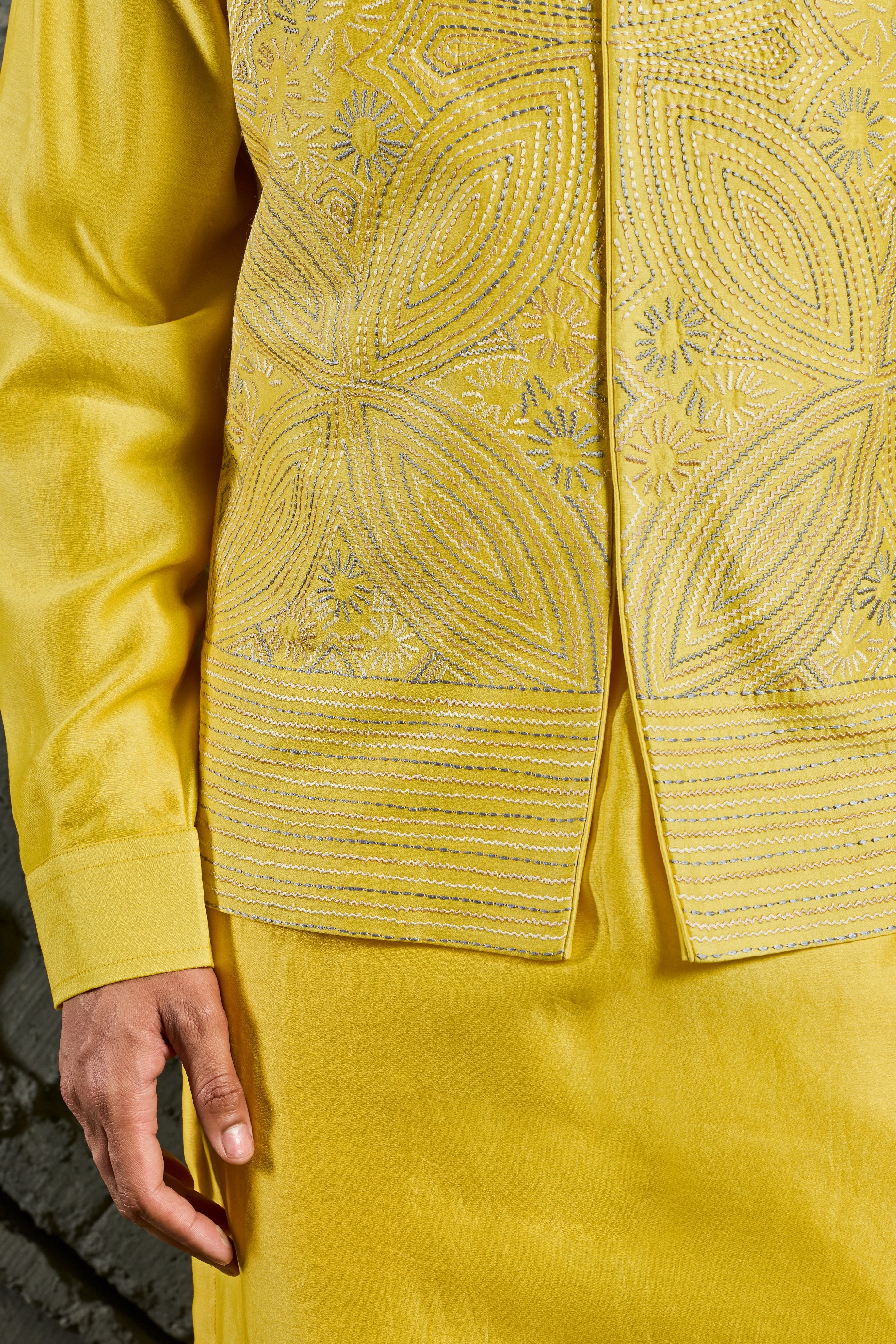Yellow Sunray Waistcoat Set