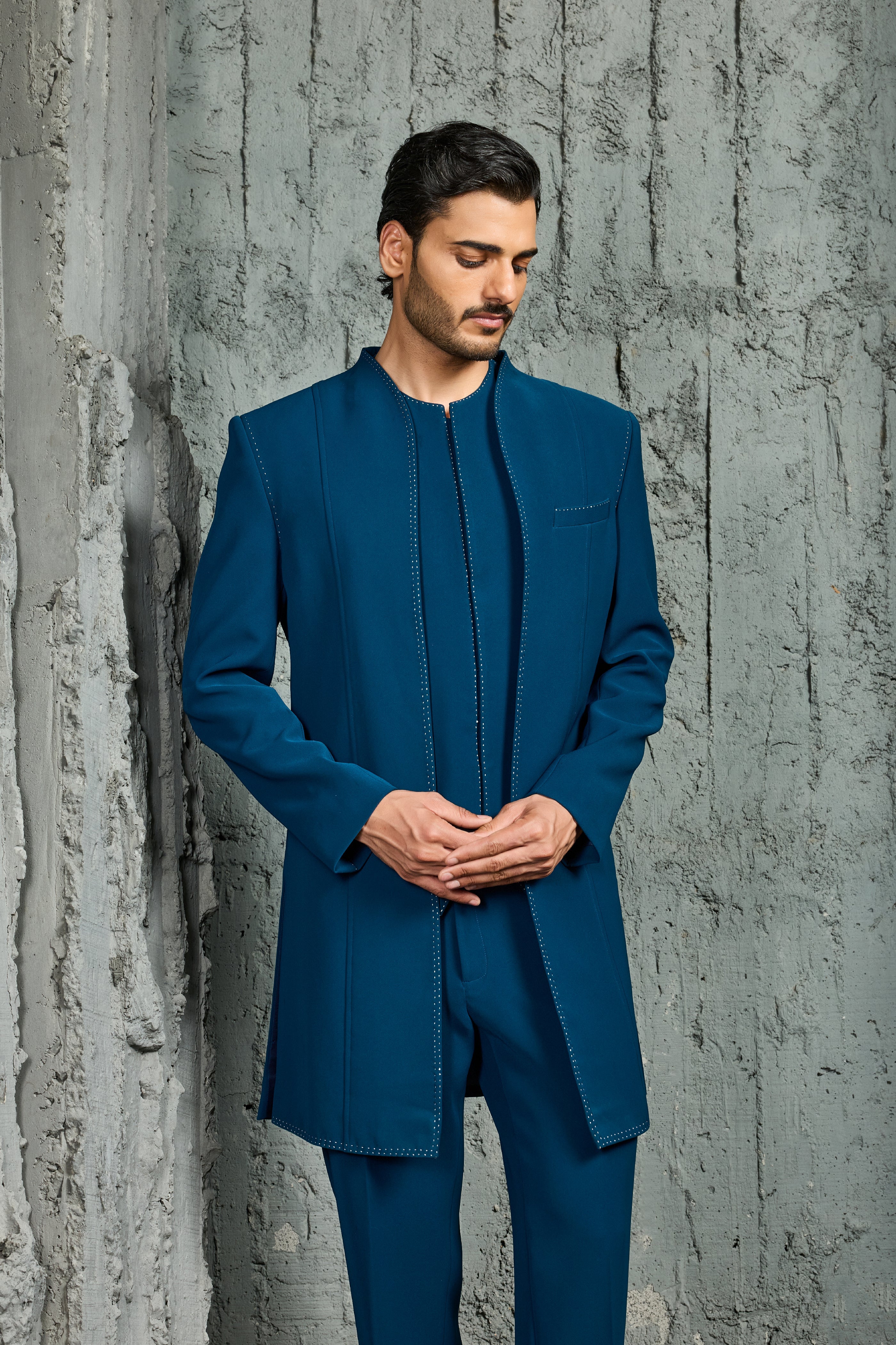 Teal Vogue Indowestern Set