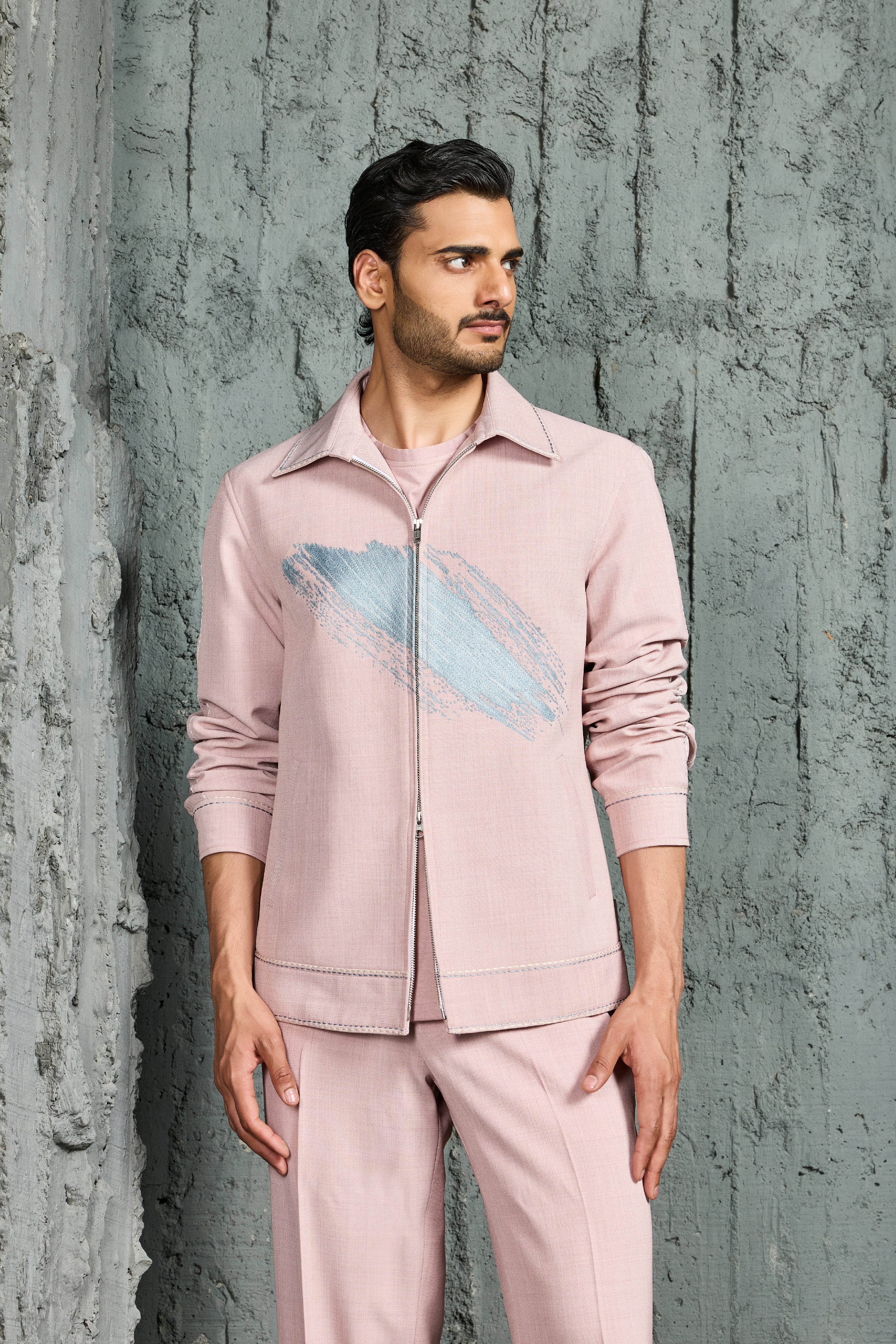 Bubblegum Pink Paint Strokes Shacket Set