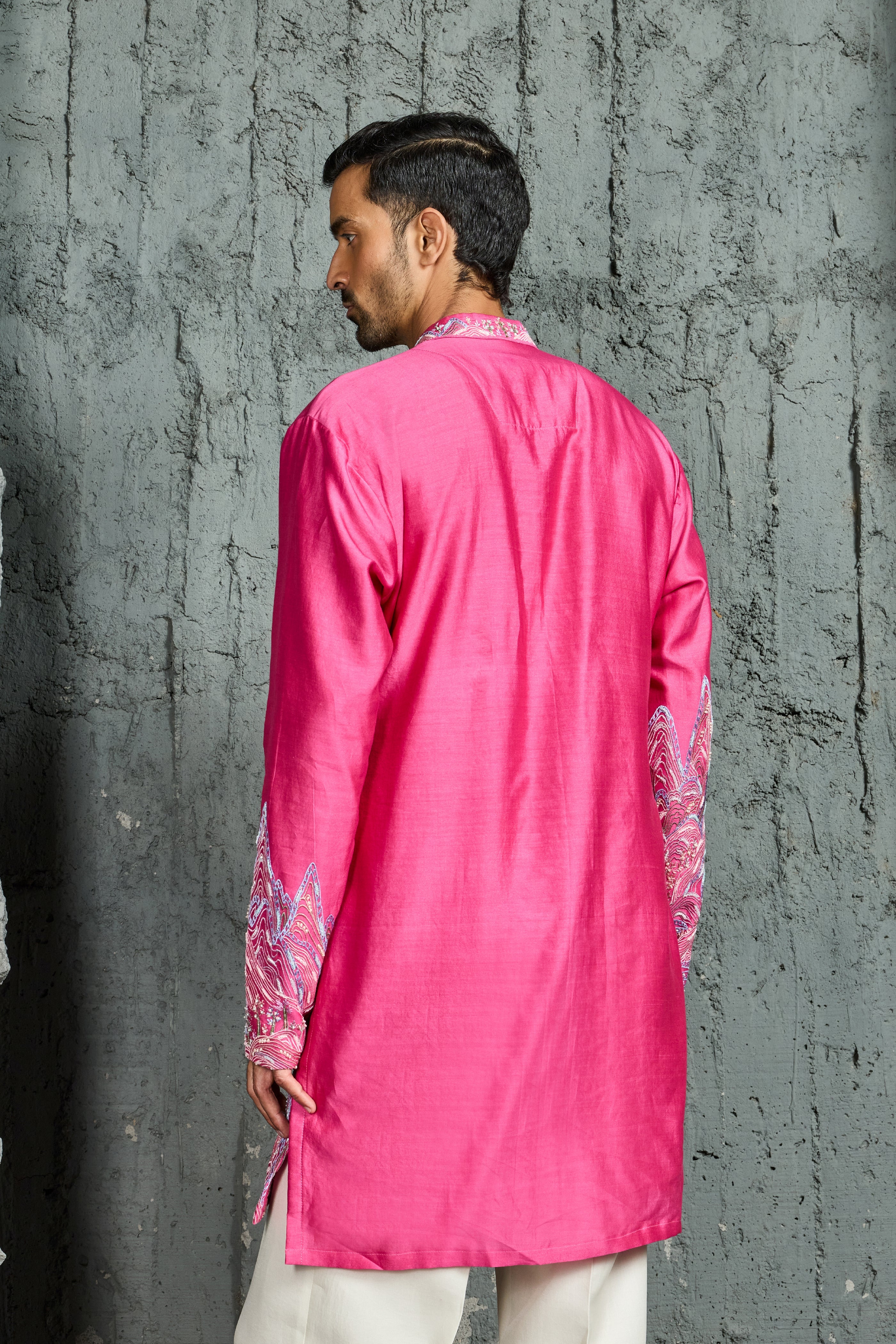 Pink Gulrang Ridge Kurta Set
