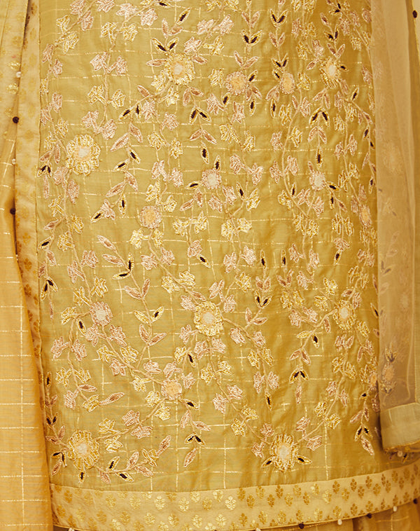Gold Beige Kurta & Skirt Set