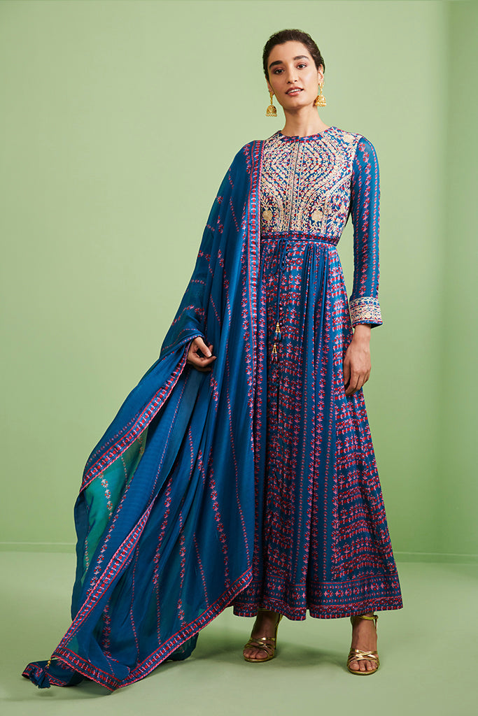 Teal Blue Anarkali Set