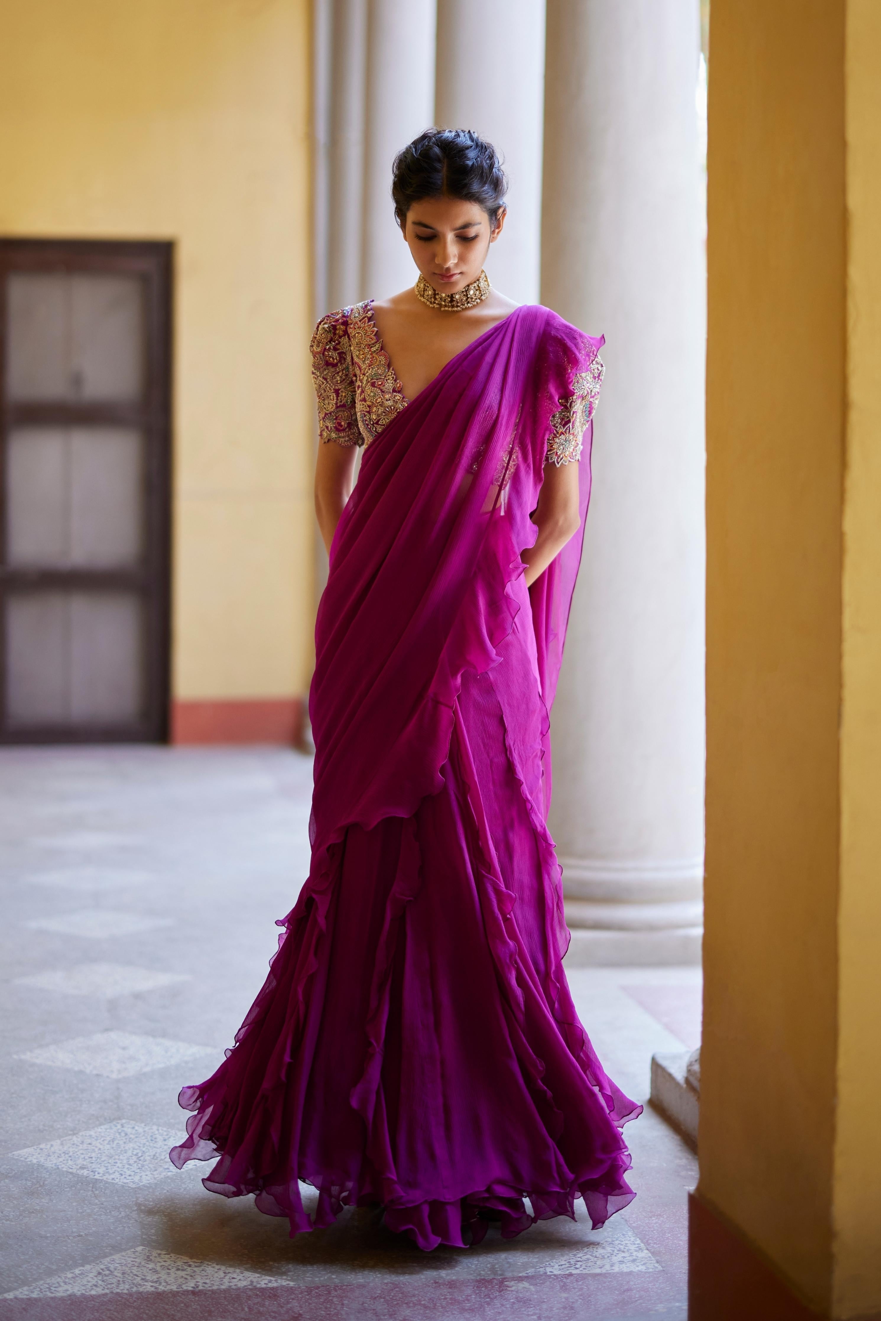 Ahilya Ruffle Lehenga Saree Set