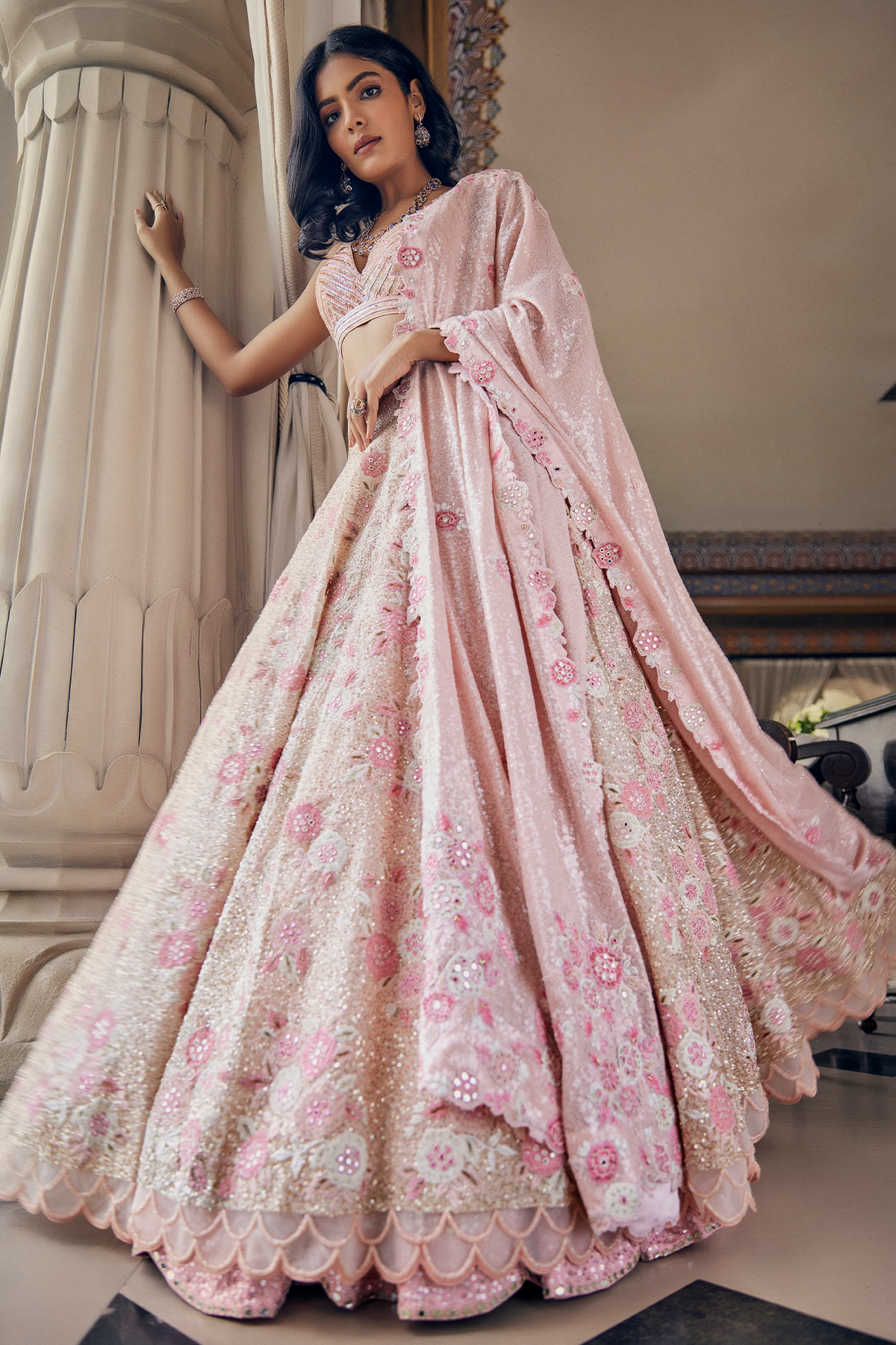 Applique and Sequence Lehenga