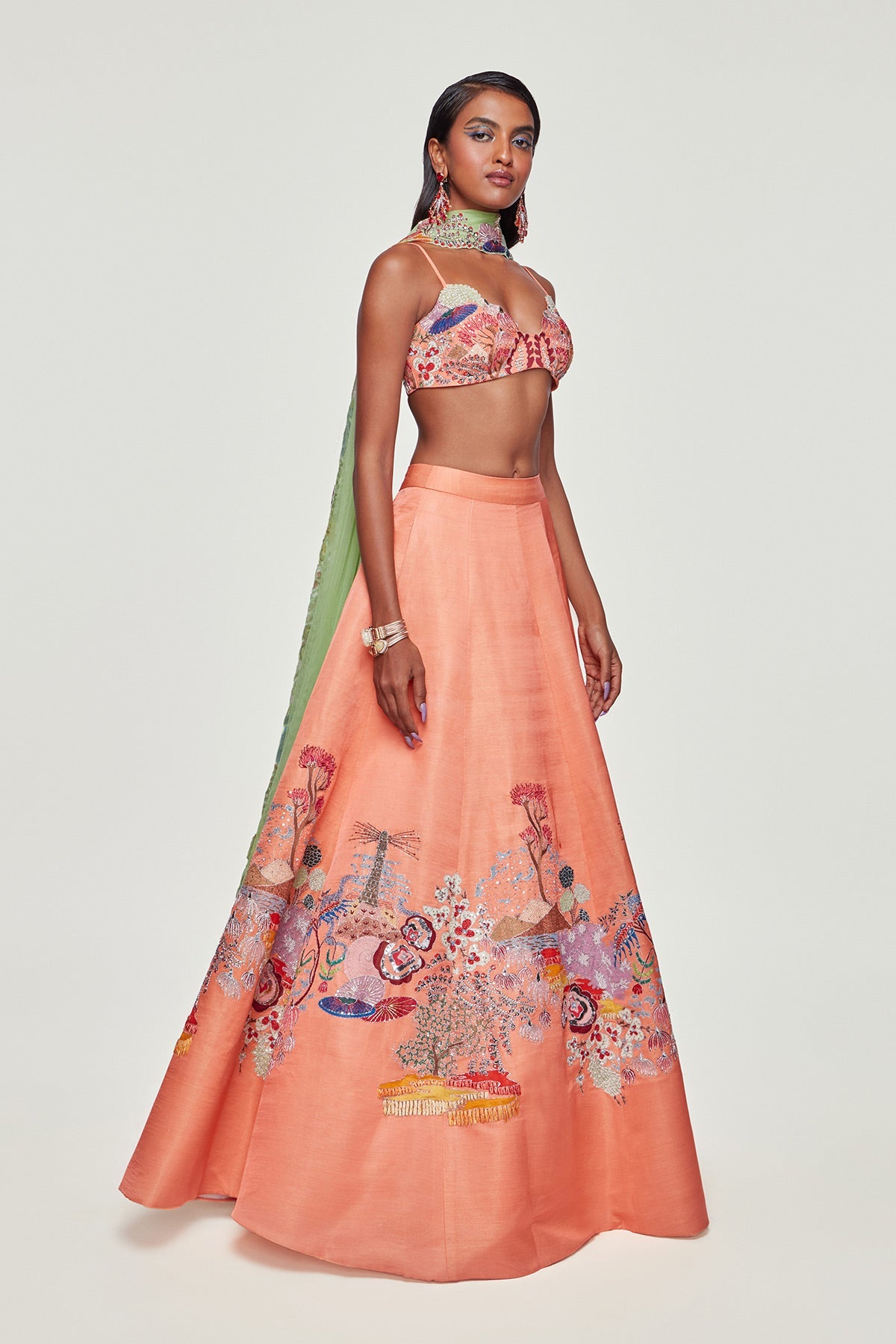 Seraphina - Peach Silk Lehenga Set