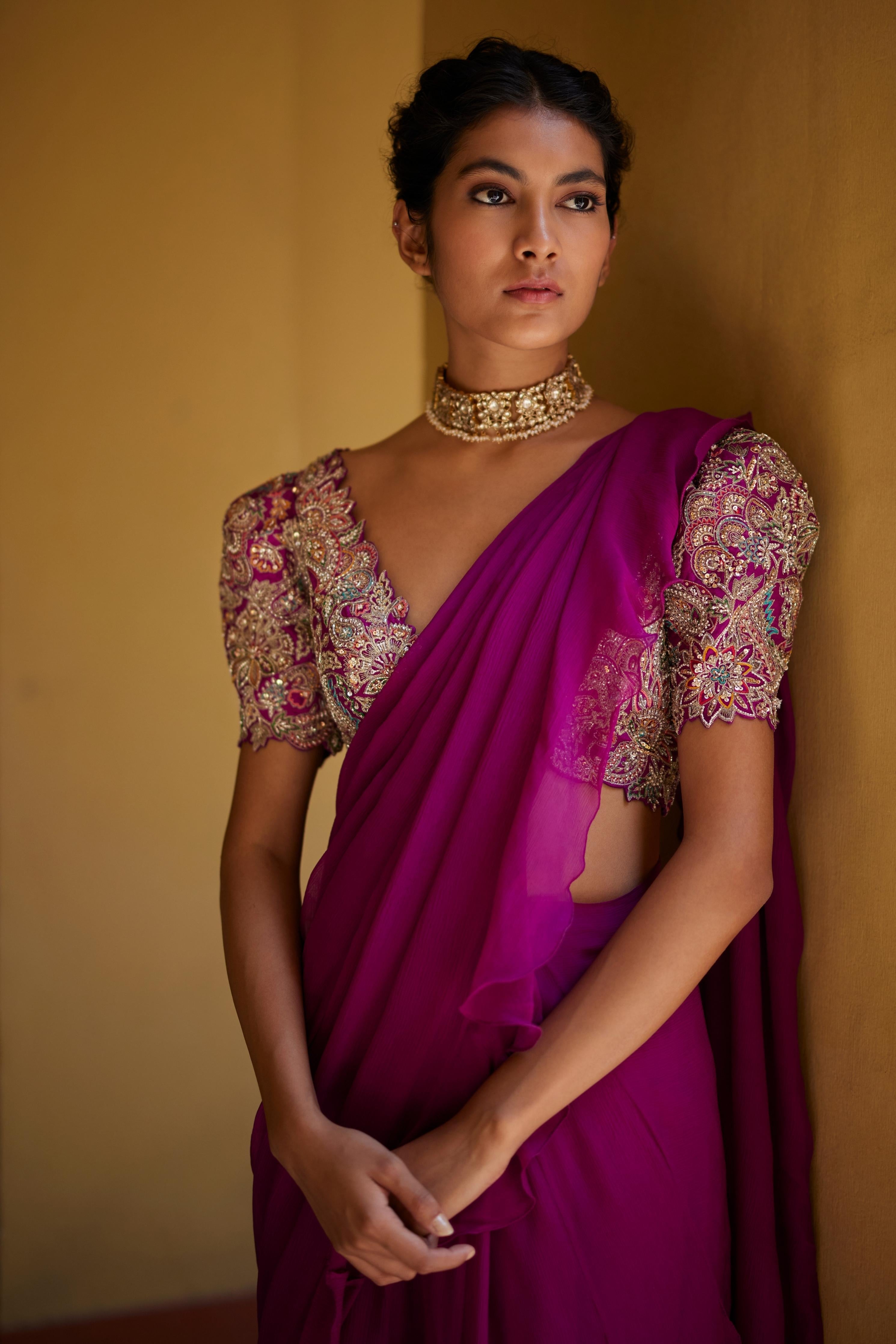 Ahilya Ruffle Lehenga Saree Set