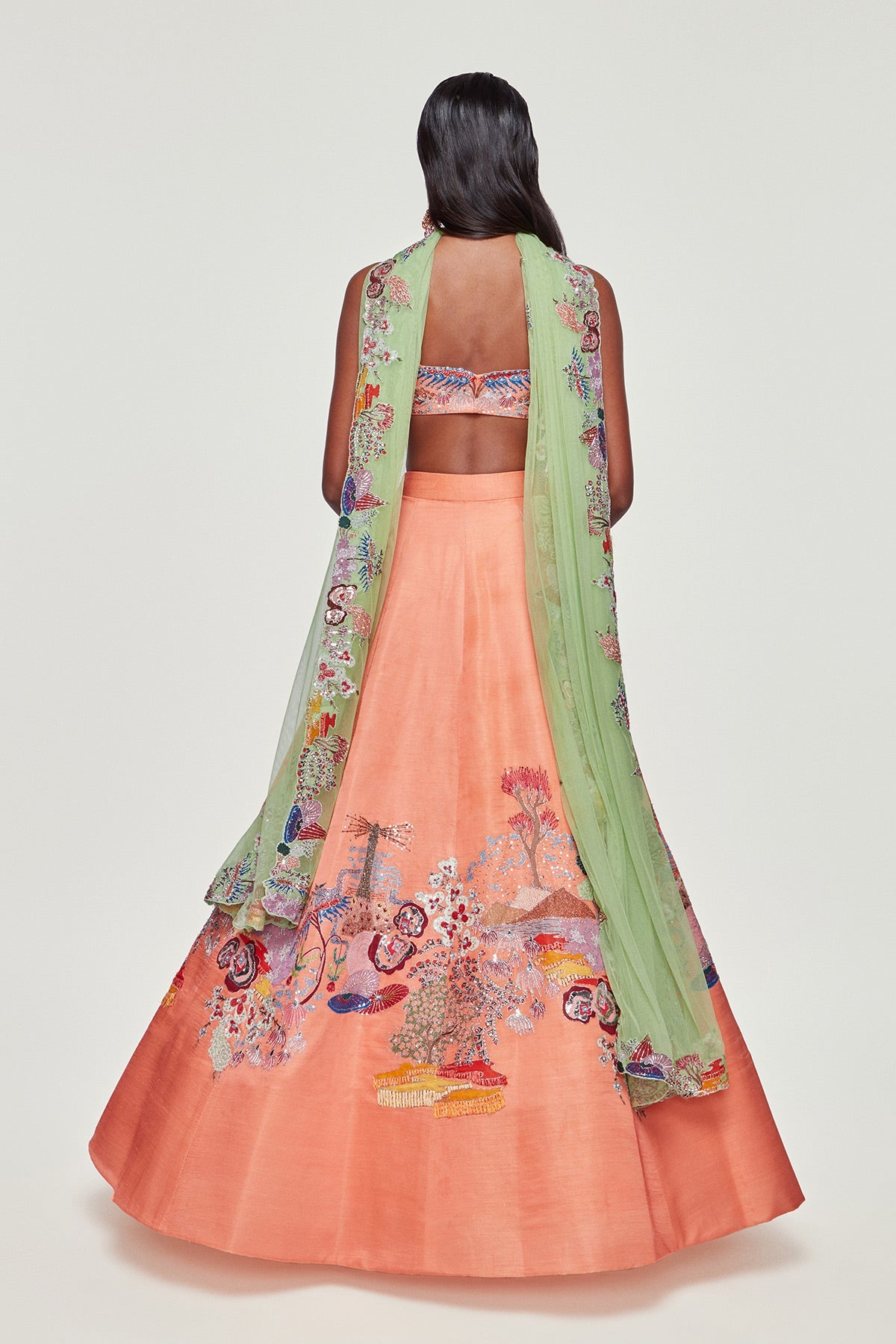 Seraphina - Peach Silk Lehenga Set