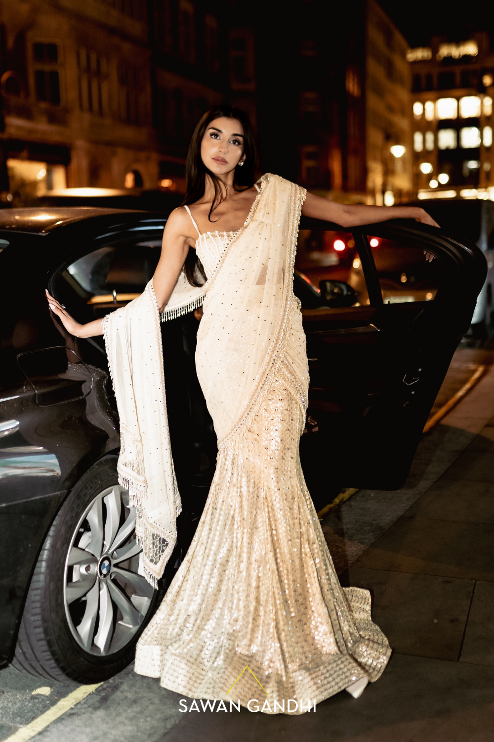 Ivory Drape saree