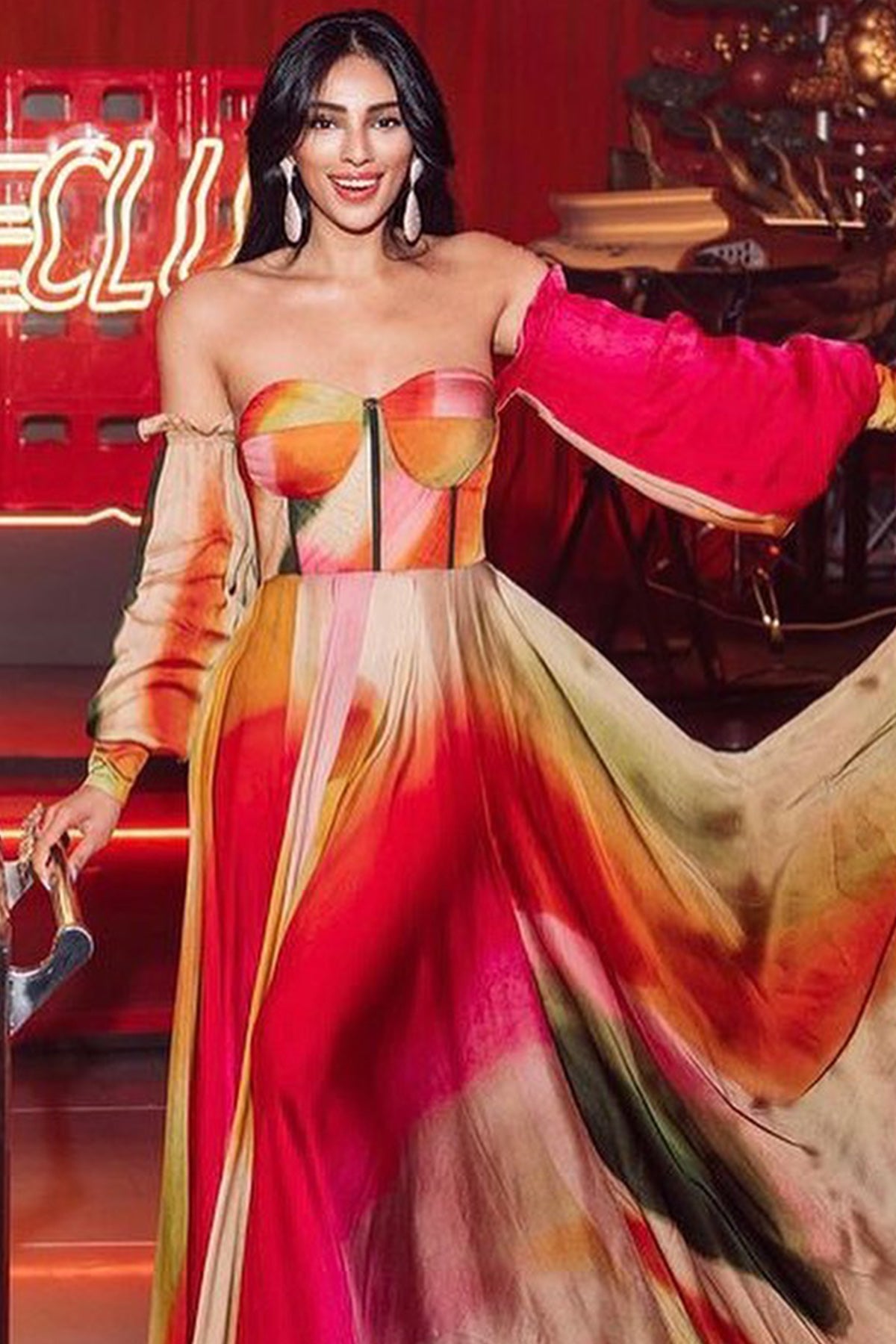 Payal Shah In Off Shoulder Slit Dress