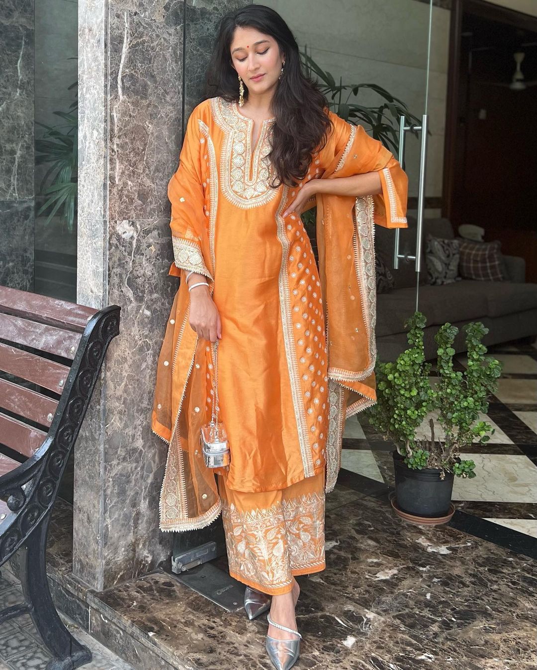 Muzzafar Palazzo Set-Sheer Datta