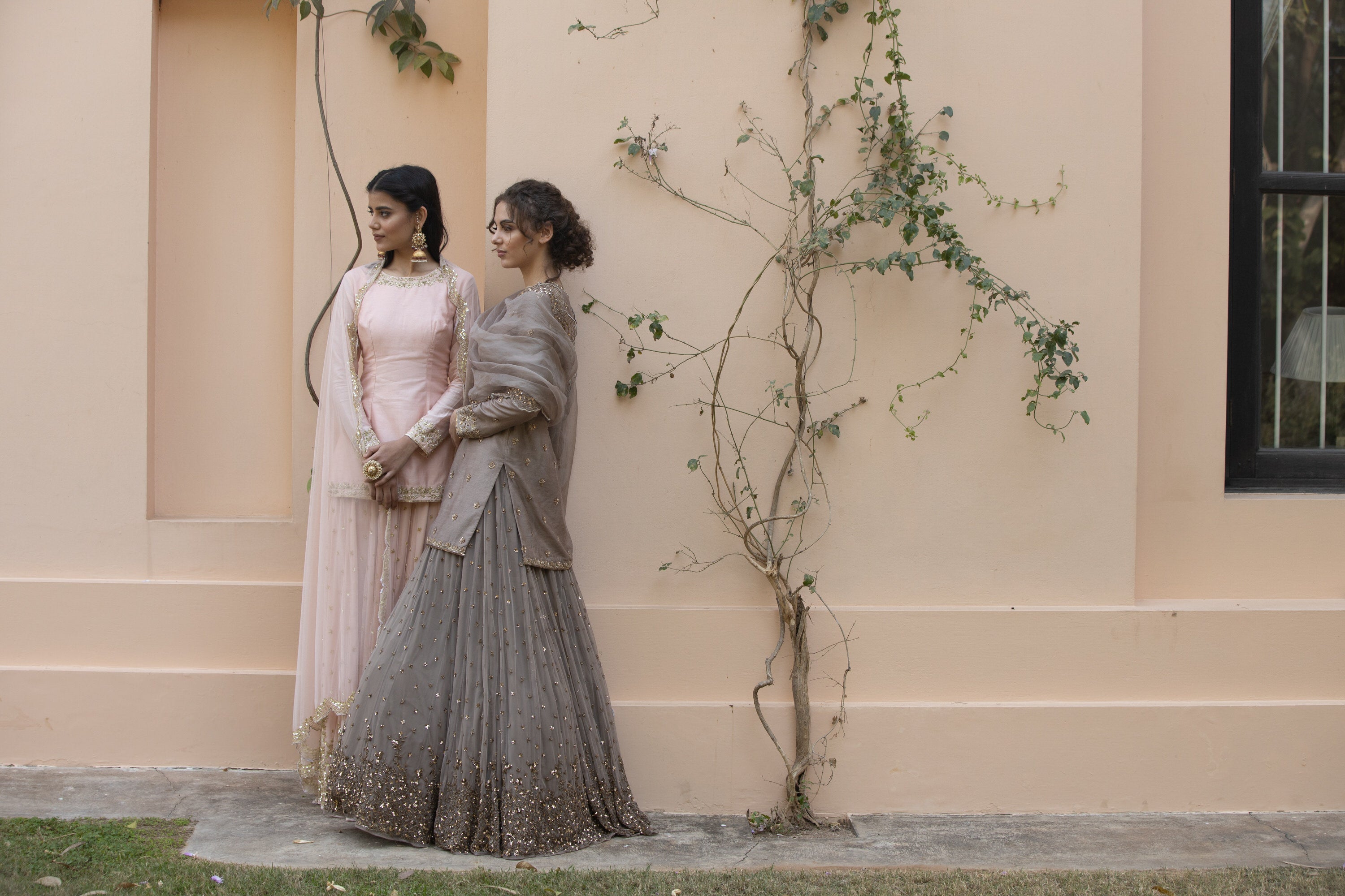 Blush Pink Kurti With Bootie Sharara Set