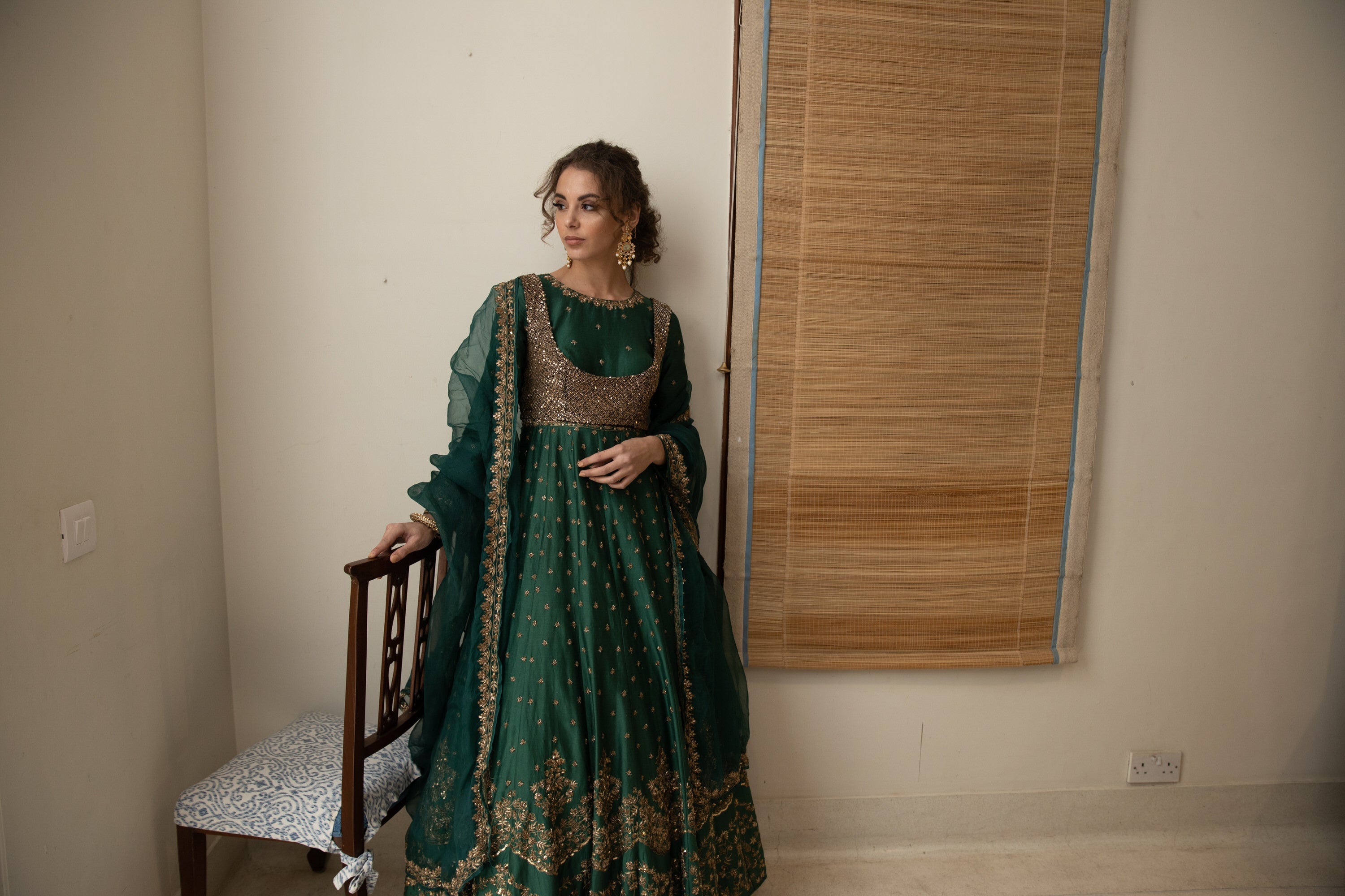 Dark Green Emerald Anarkali Set