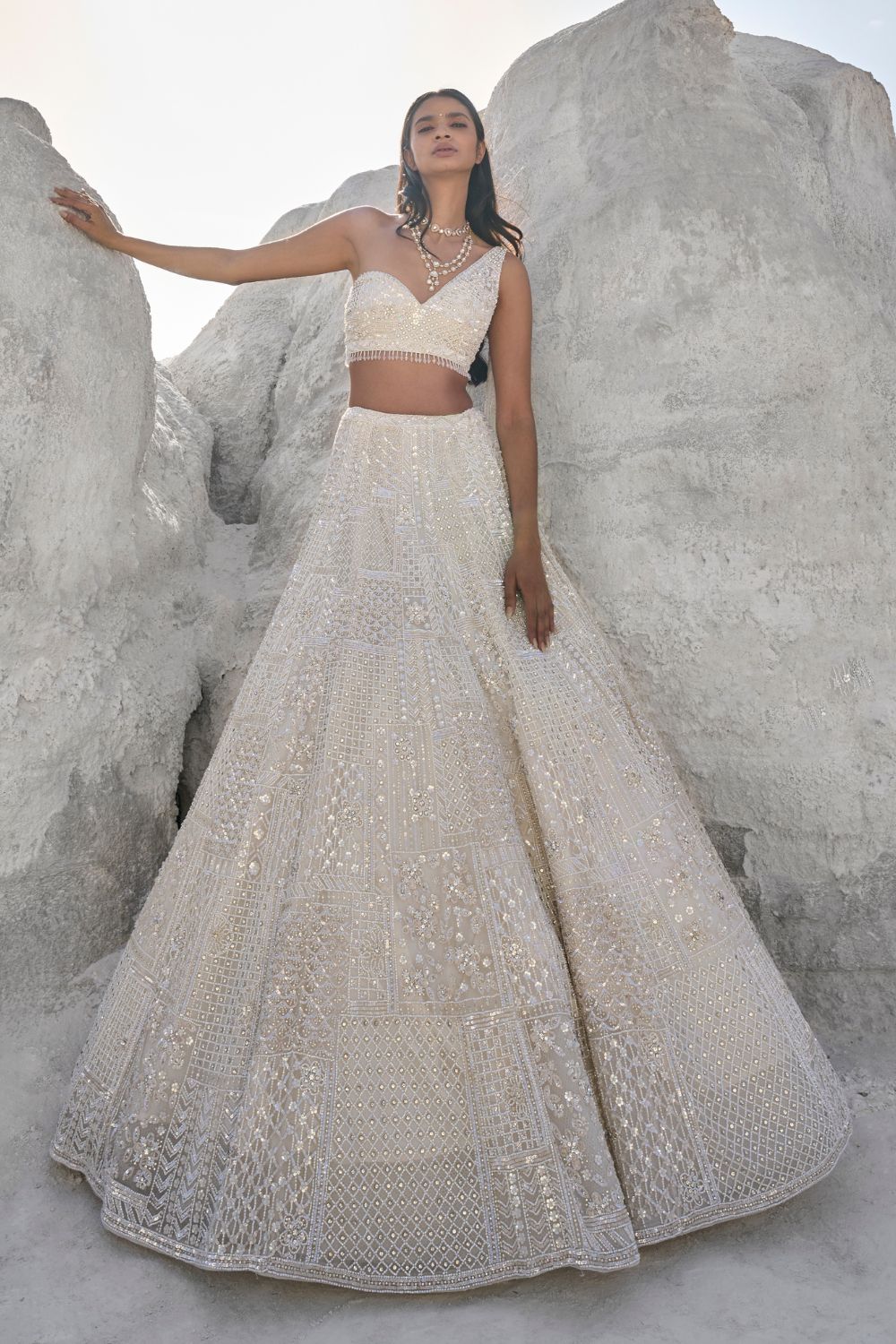 Ishani Ivory Pearl Lehenga Set