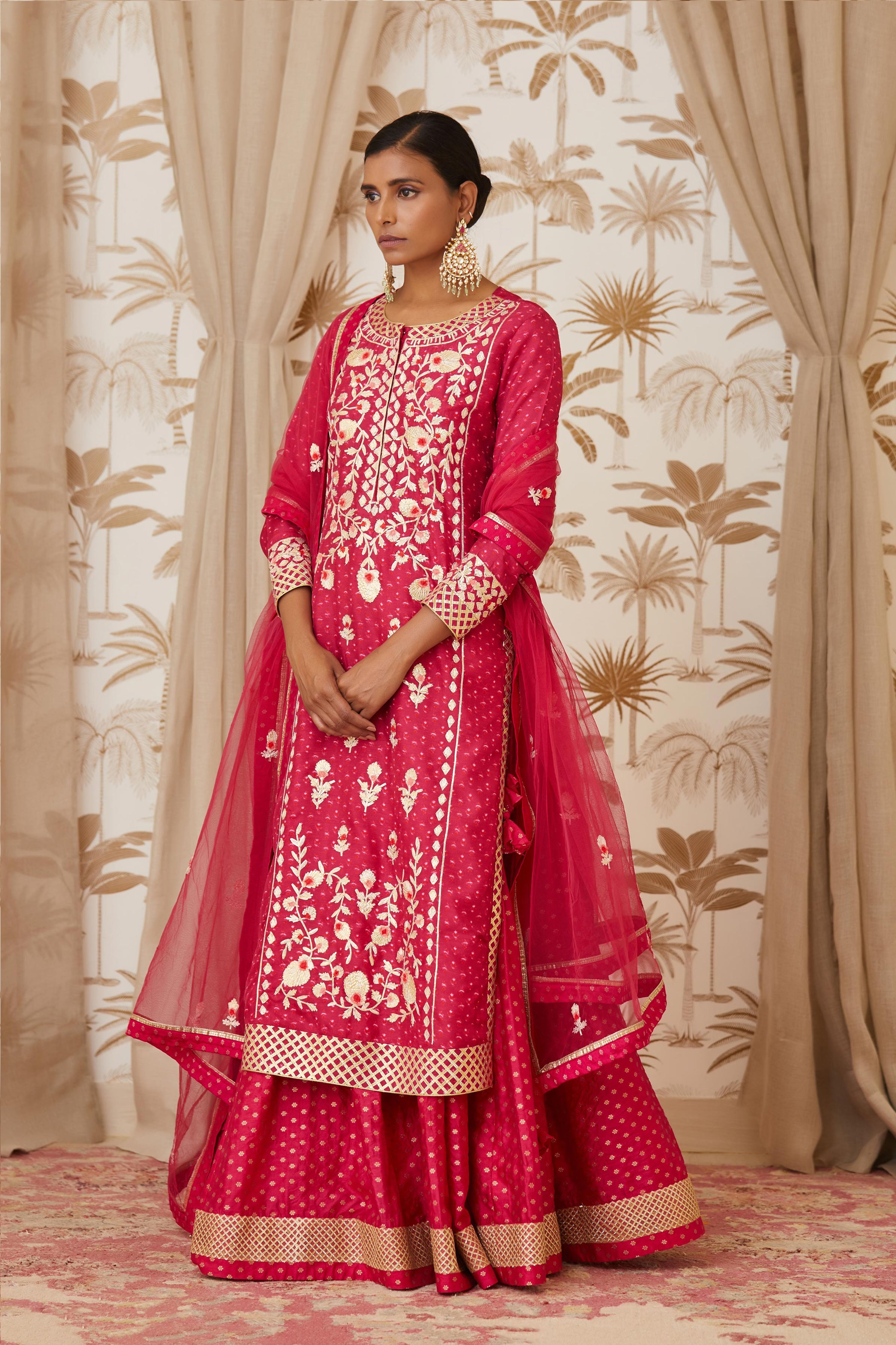 Pink Kurta Skirt Set